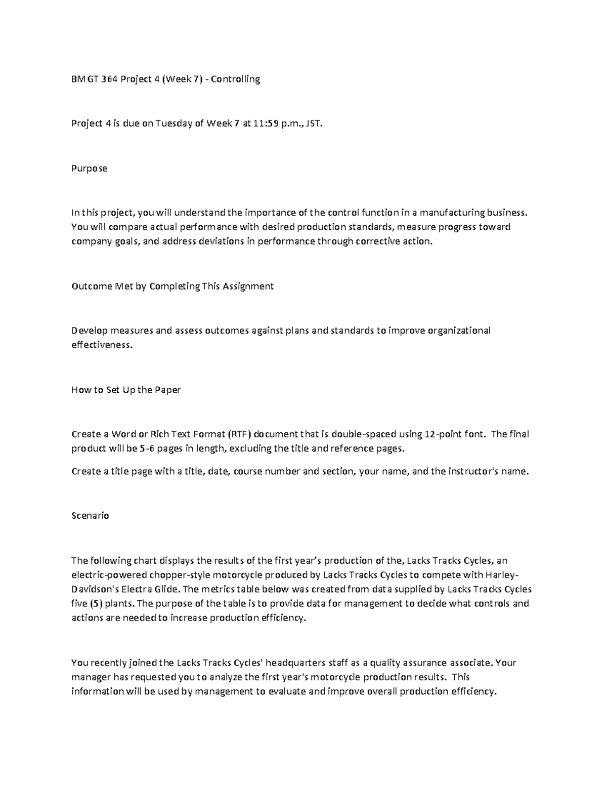 Project 4 guidelines Fall 1 2022 BMGT 364 Project 4 (Week 7