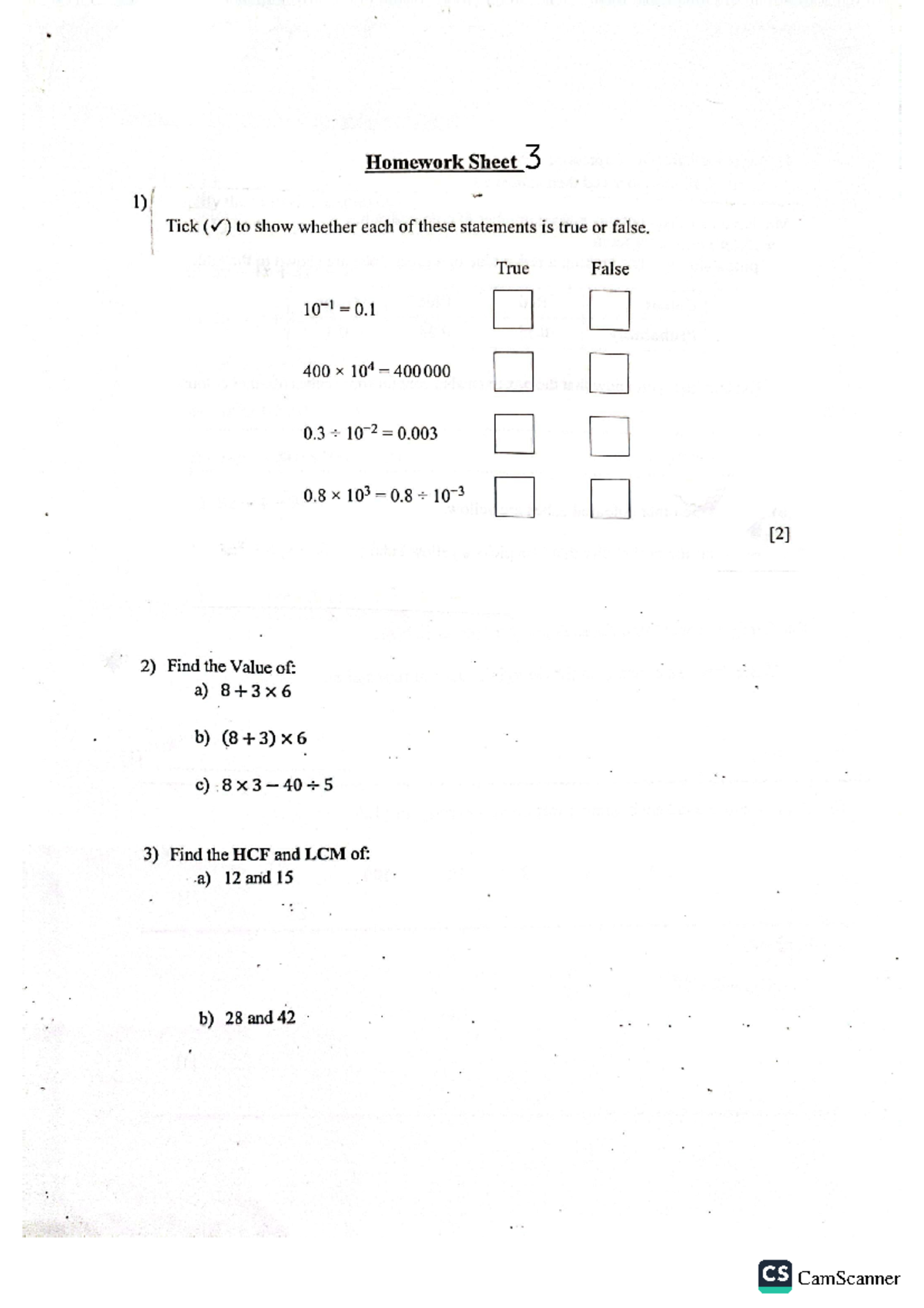 Homework sheet 3C math Class X Math Standard Studocu