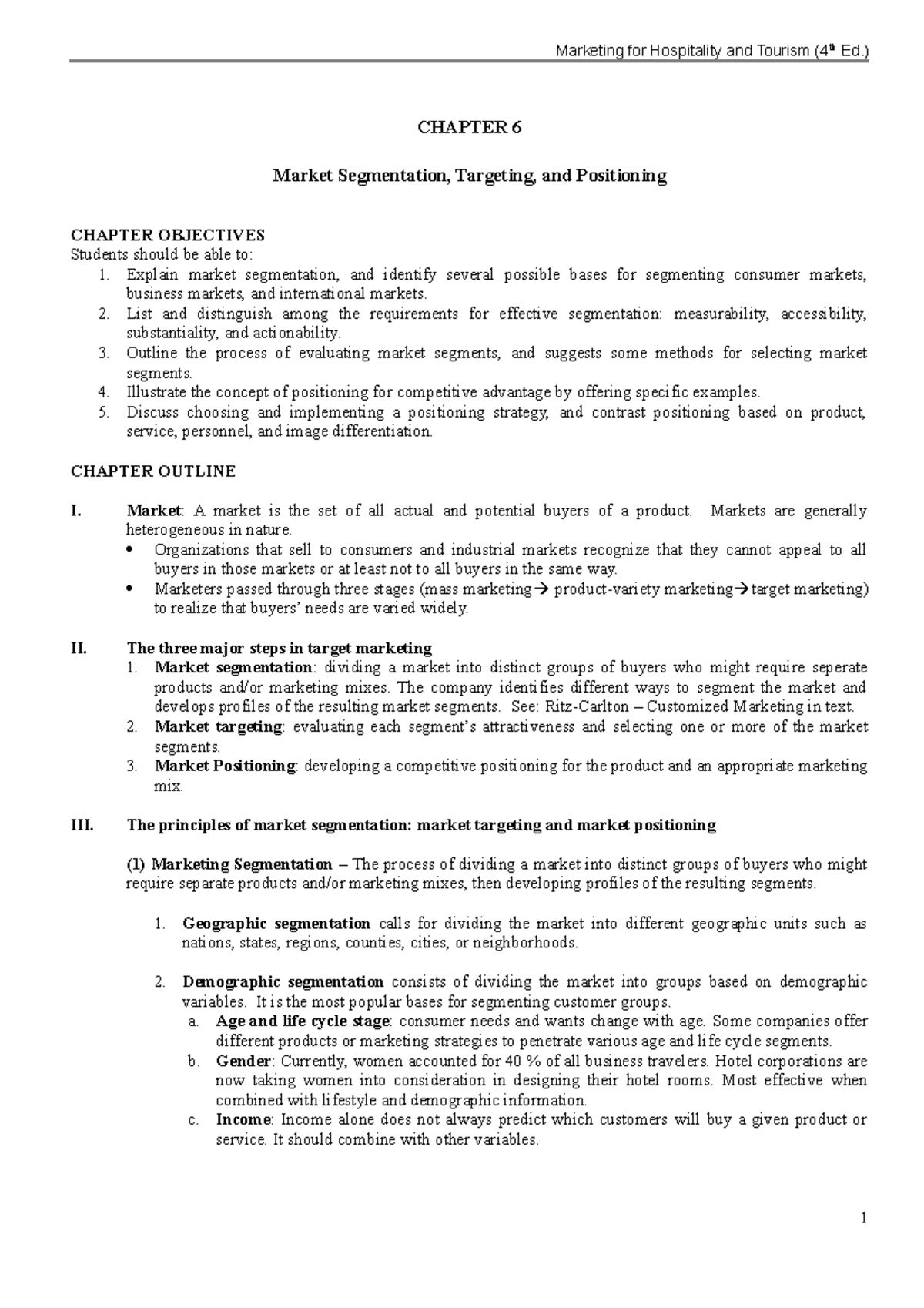 Ch06-market segmentation,positioning - CHAPTER 6 Market Segmentation ...