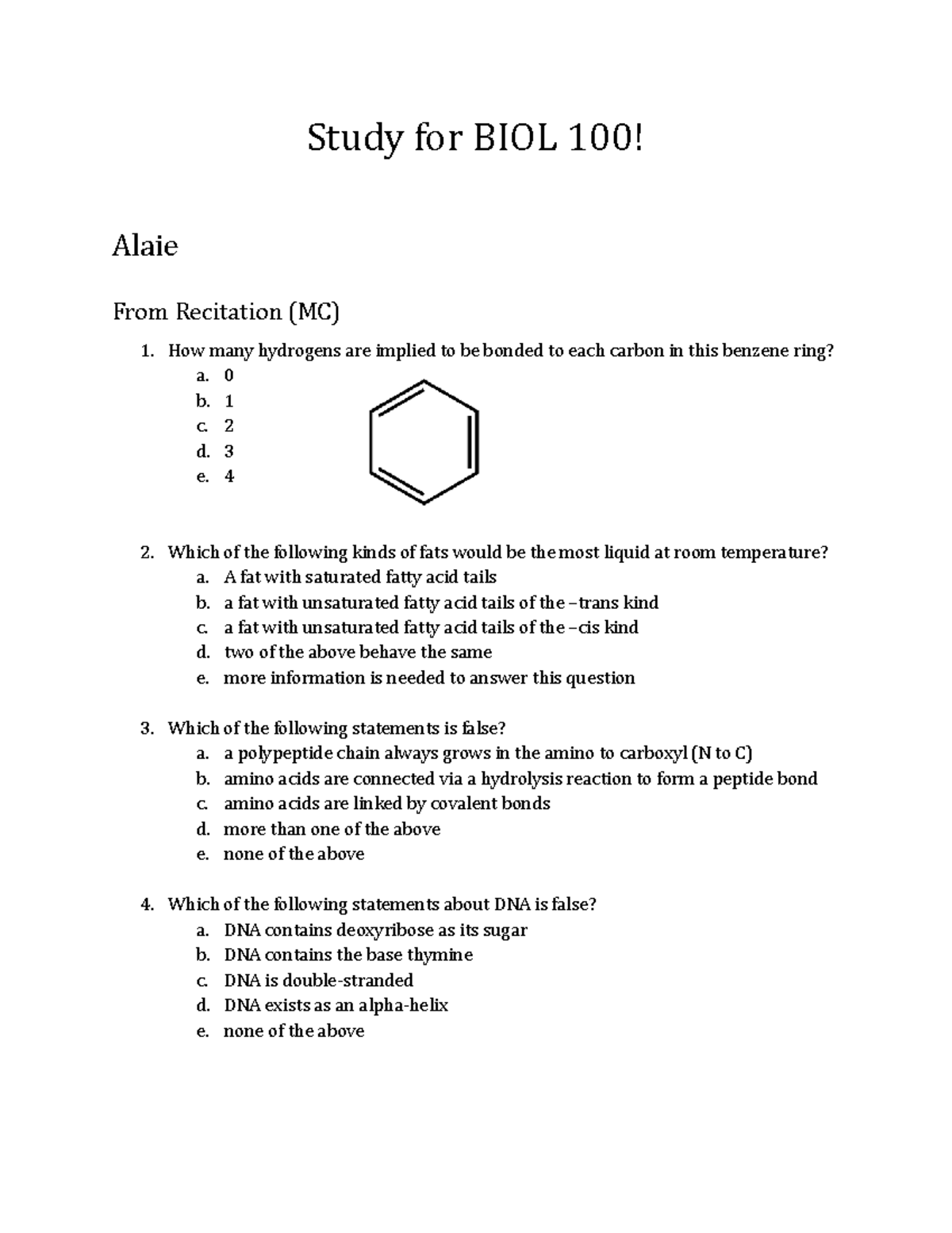 Bio 100 Study Guide - BIO100 - Hunter College - Studocu