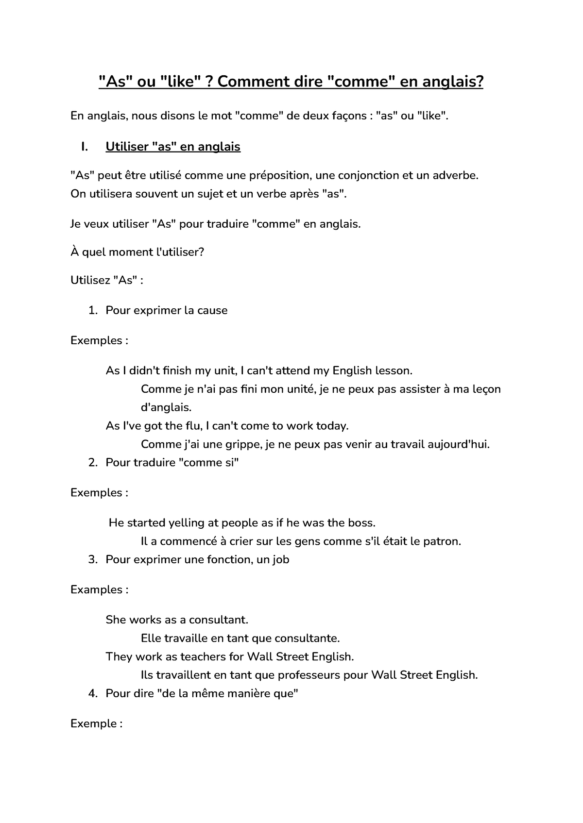 "As" Ou "like" ? Comment Dire "comme" - "As" Ou "like"? Comment Dire ...