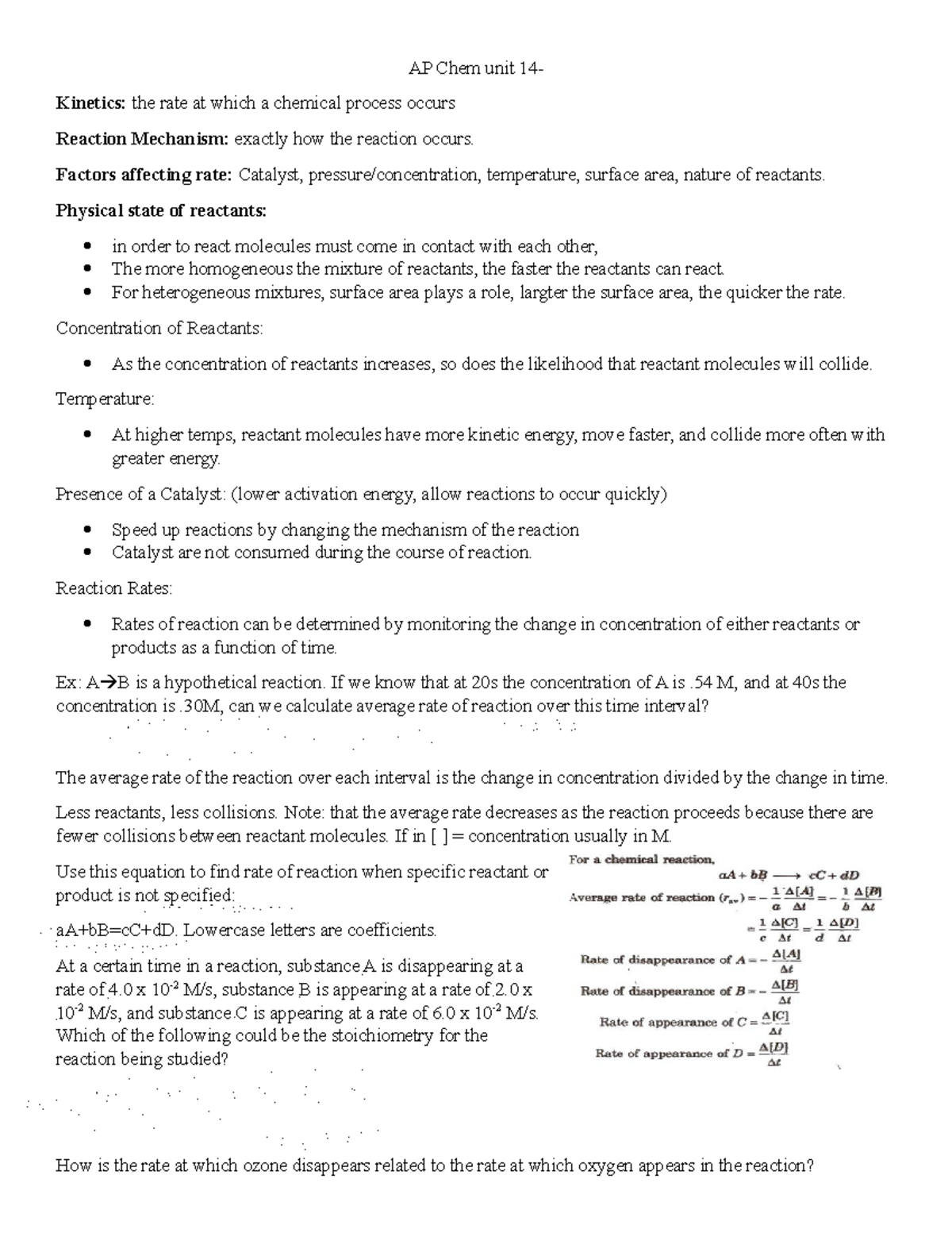 AP Chem Unit 14 New - Reaction Mechanisms And Rate Od Reaction Laws ...