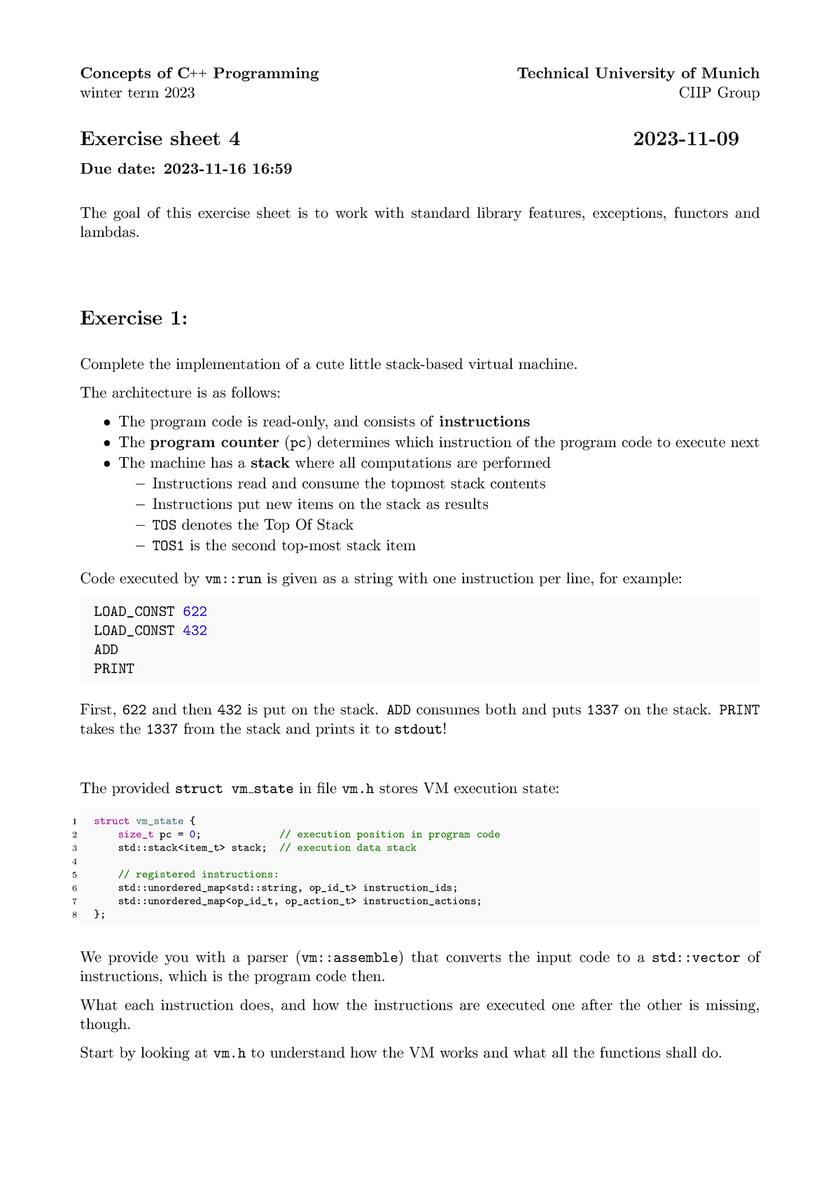 Exercises-sheet 04 - Concepts of C++ Programming Technical University ...