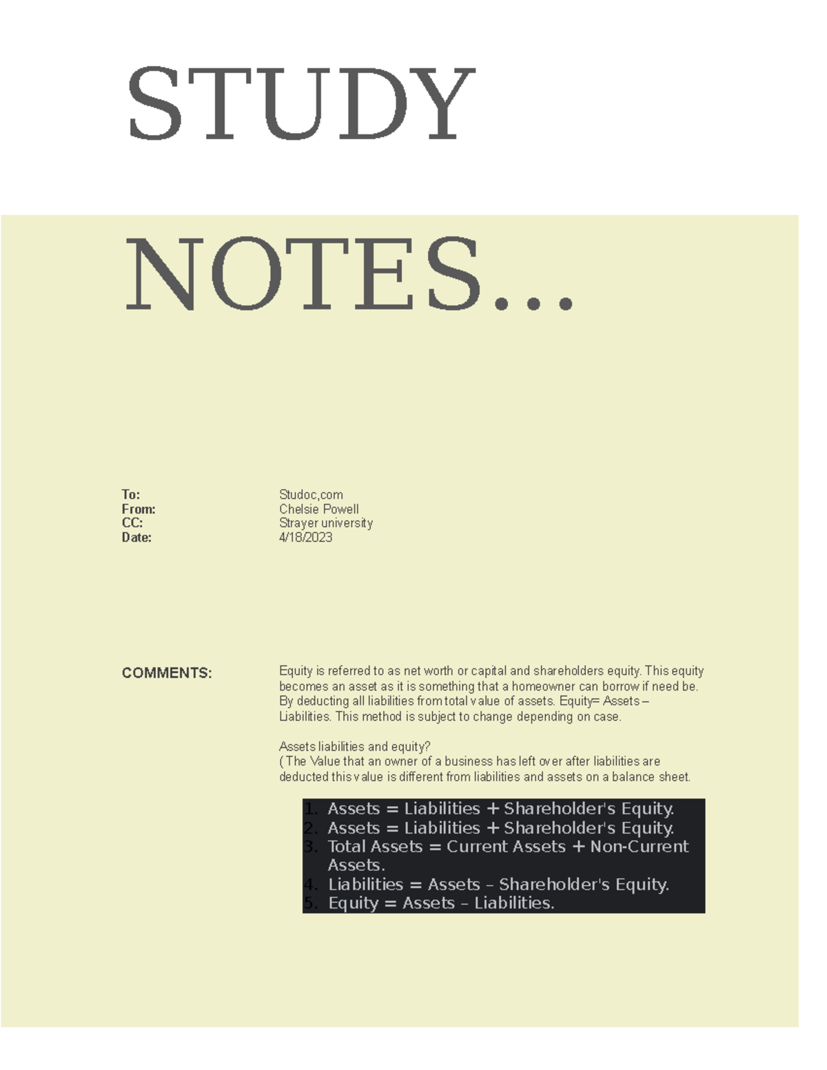 Accounting adjusting accounts - STUDY NOTES... To: Studoc,com From ...