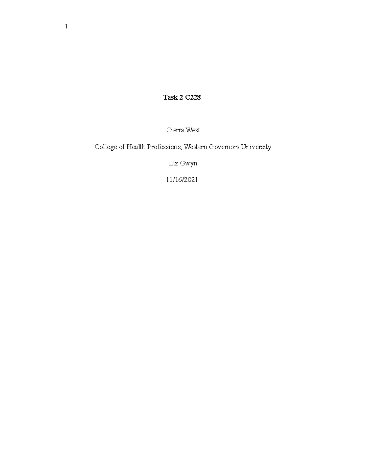 Community health task 2 - C228 Task 2 - WGU - Studocu
