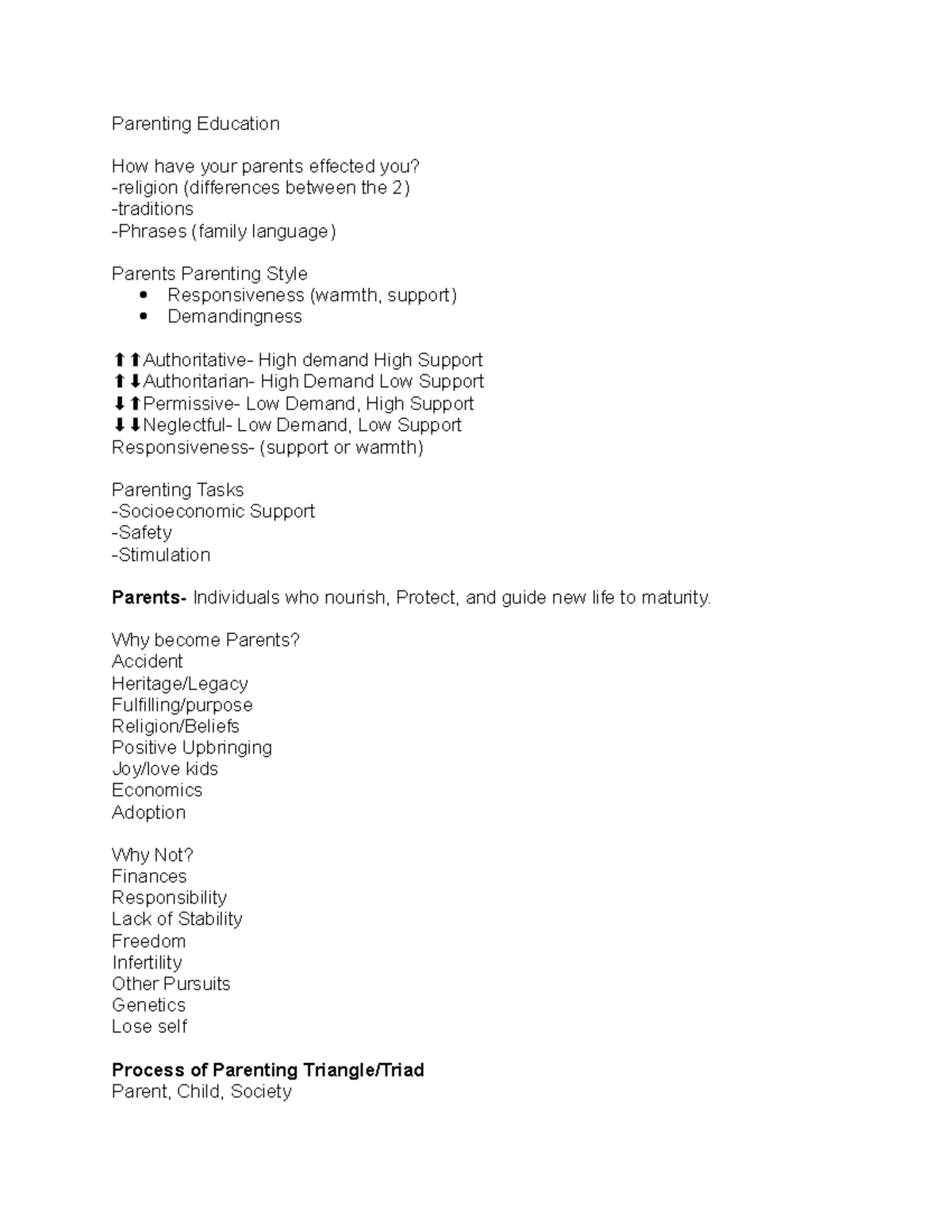 Parenting Education exam 1 notes - Parenting Education How have your ...