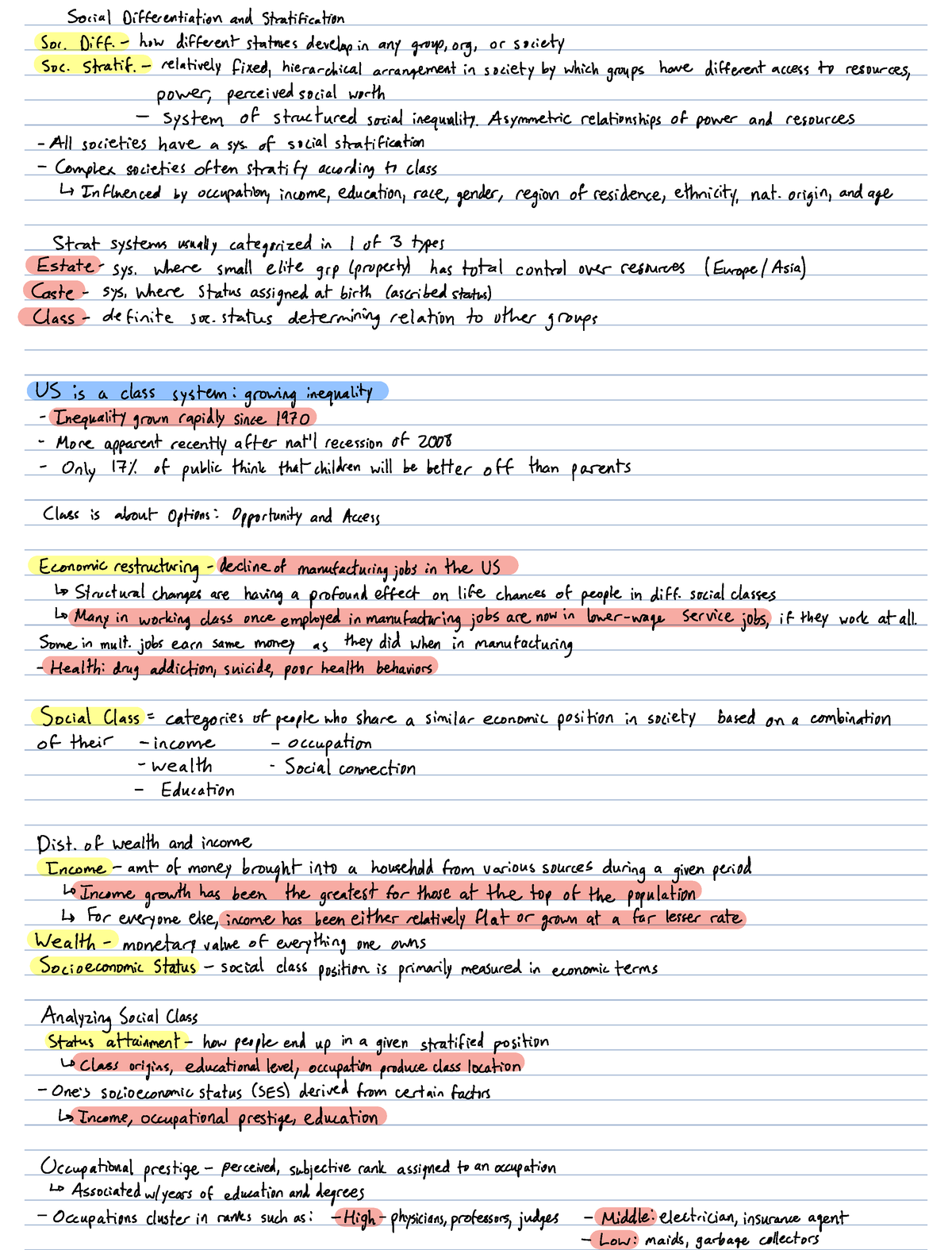 Social Class and Stratification - Social Differentiation and ...