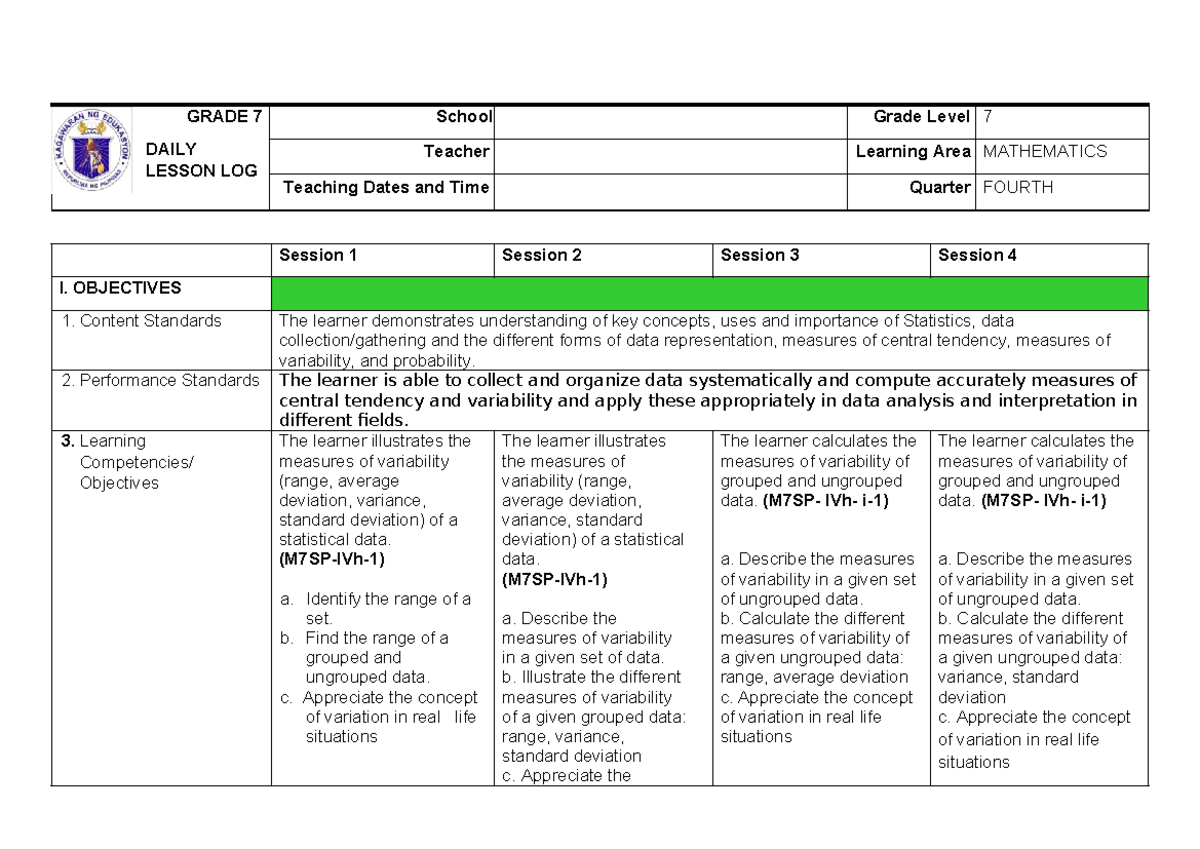 G7Q4DLL LC61-62a - how to do dll? - GRADE 7 DAILY LESSON LOG School ...