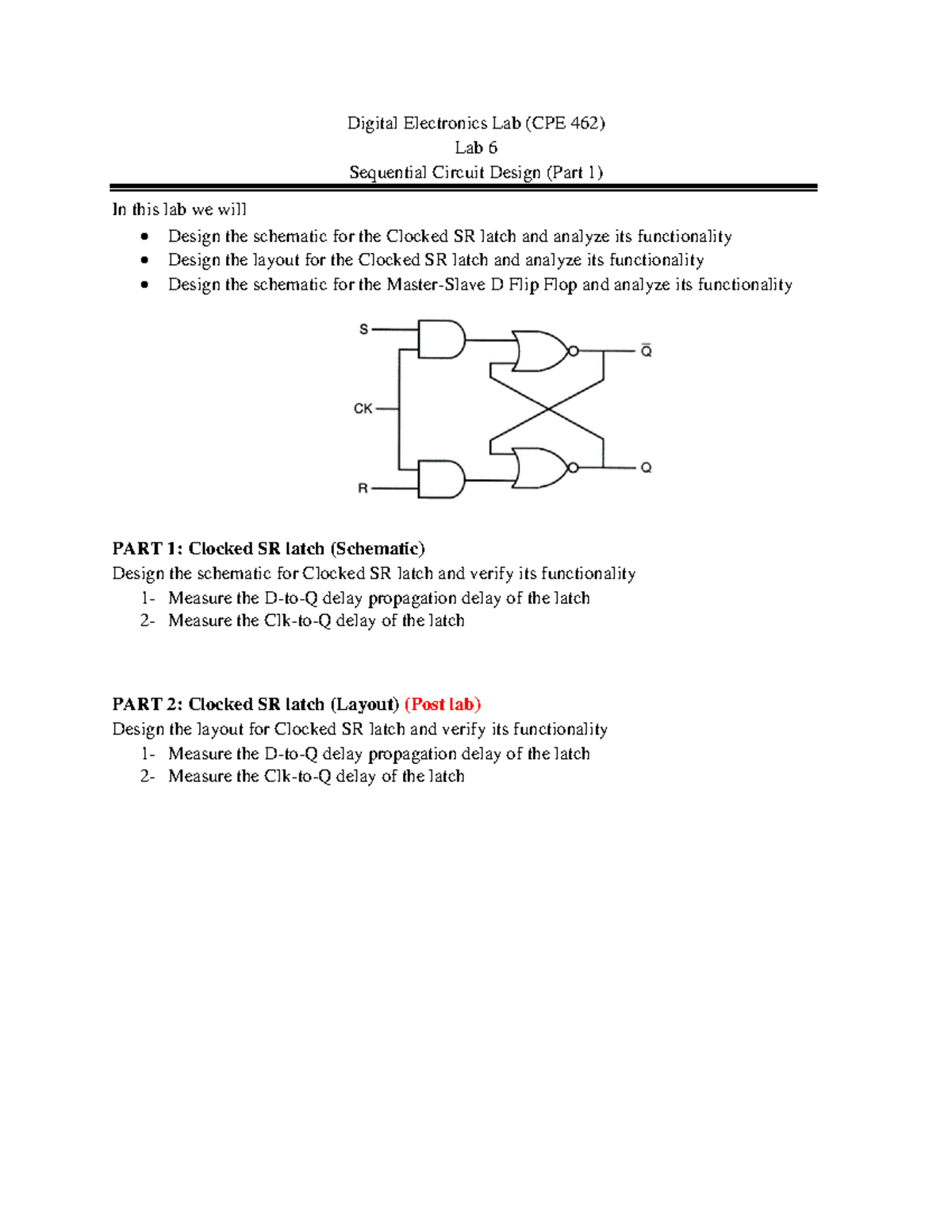 Lab6 dueudee Digital Electronics Lab (CPE 462) Lab 6 Sequential