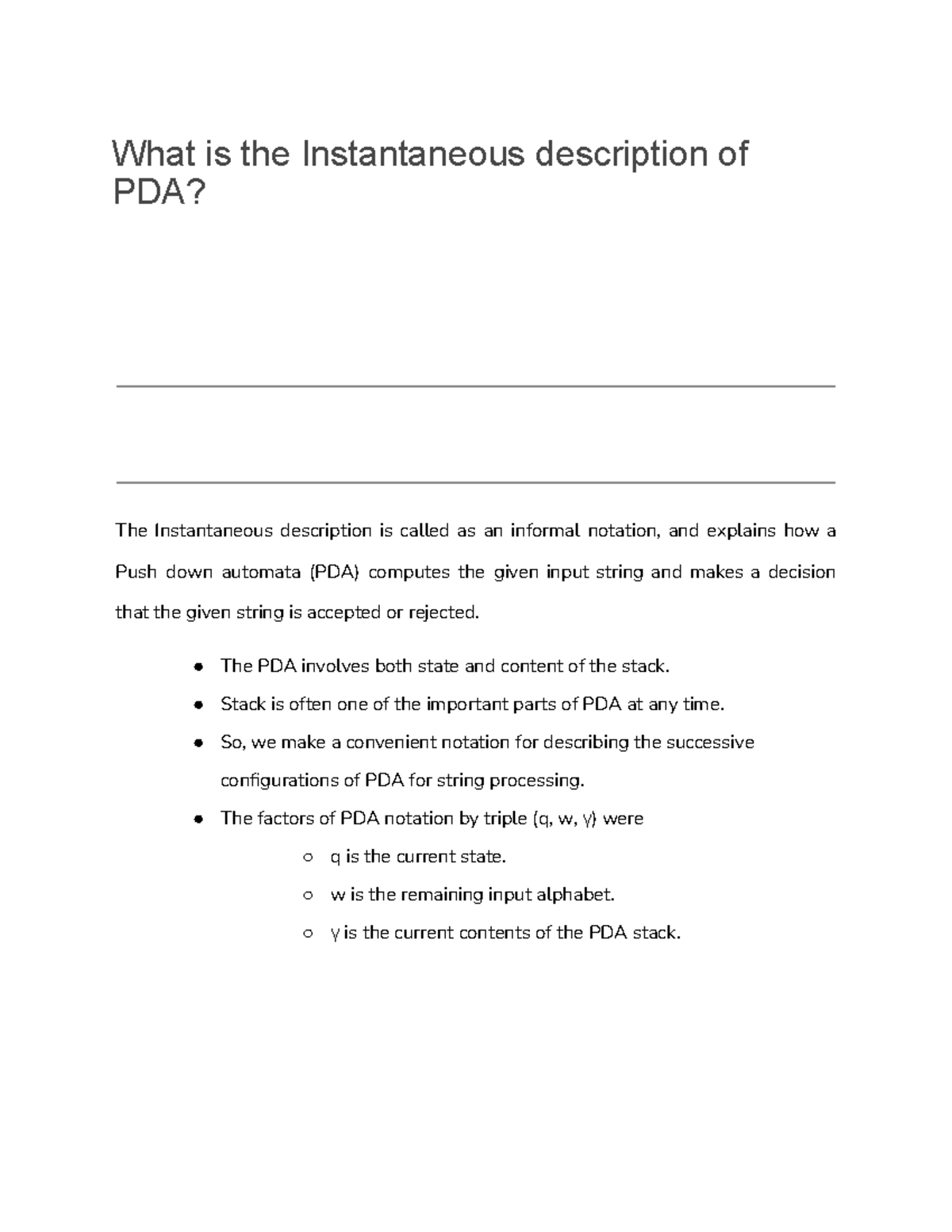 Question BANK 4(Part 01) What is the Instantaneous description of