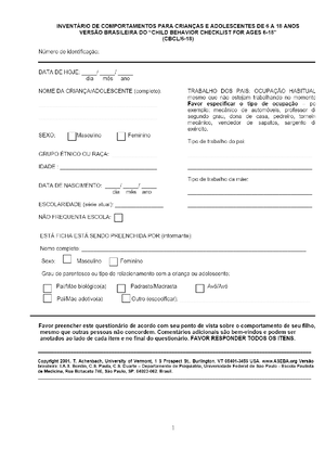 ABC escala autismo - 64 Anexo 3 - Autism Behavior Checklist (ABC ...