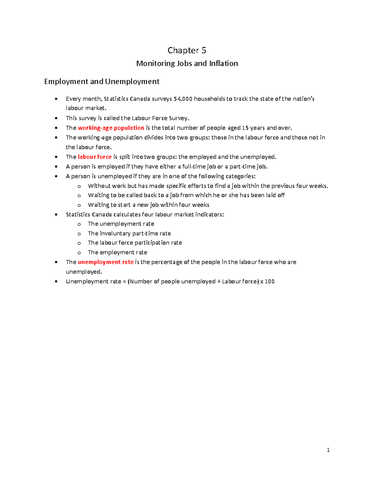 Chapter 5 - Chapter 5 Monitoring Jobs and Inflation Employment and ...