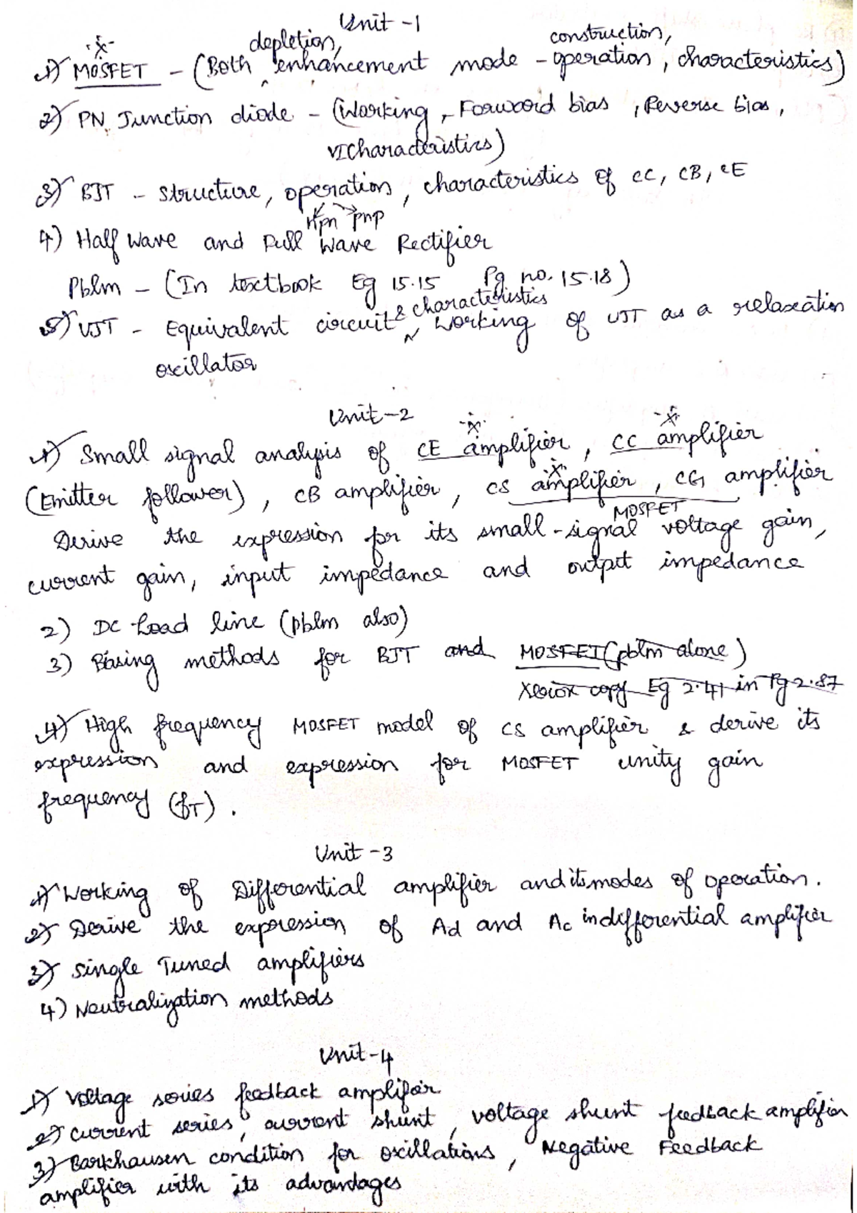 EDC important questions - Unit it) MOSFET (Both enhancement mode ...