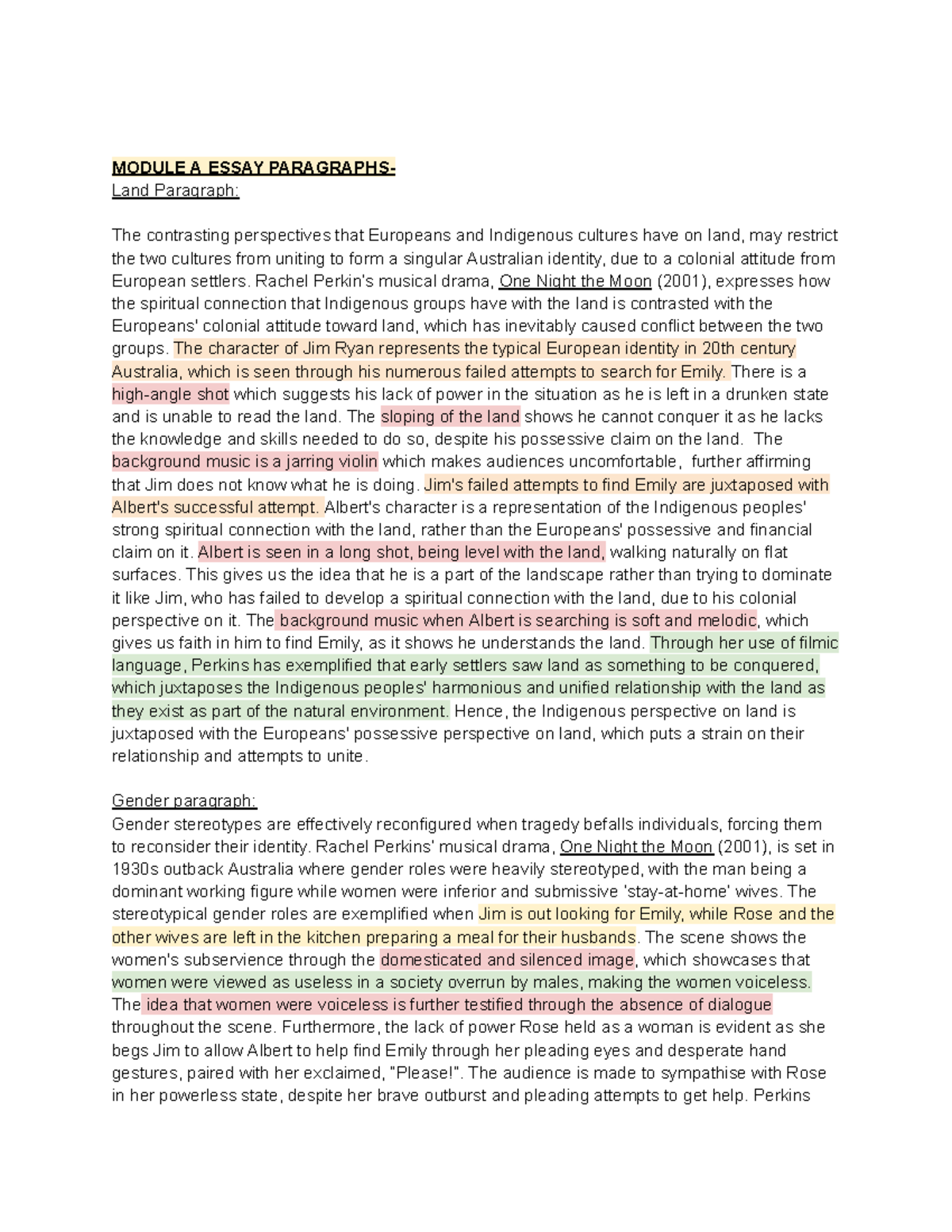 Module A And B B5-6 Paragraphs - MODULE A ESSAY PARAGRAPHS- Land ...