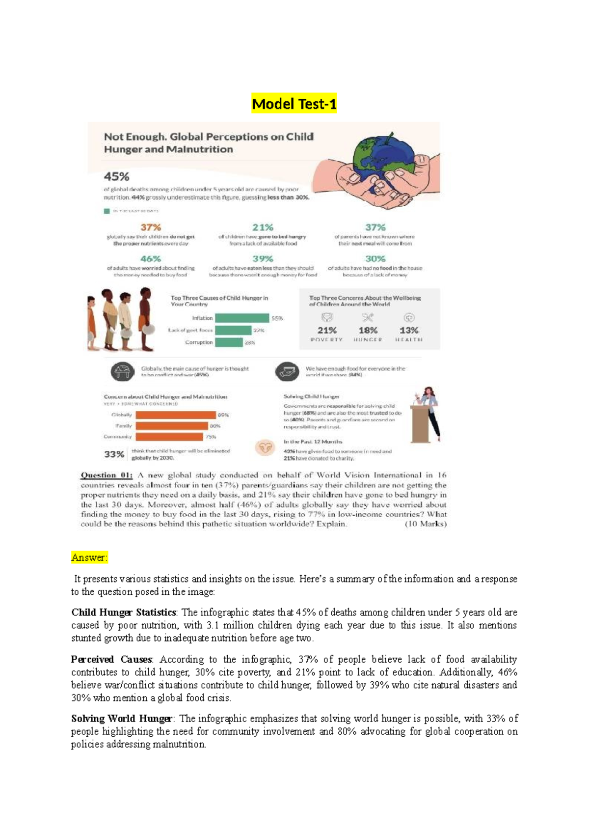 Model Test-02 - Model Test- Answer: It presents various statistics and ...