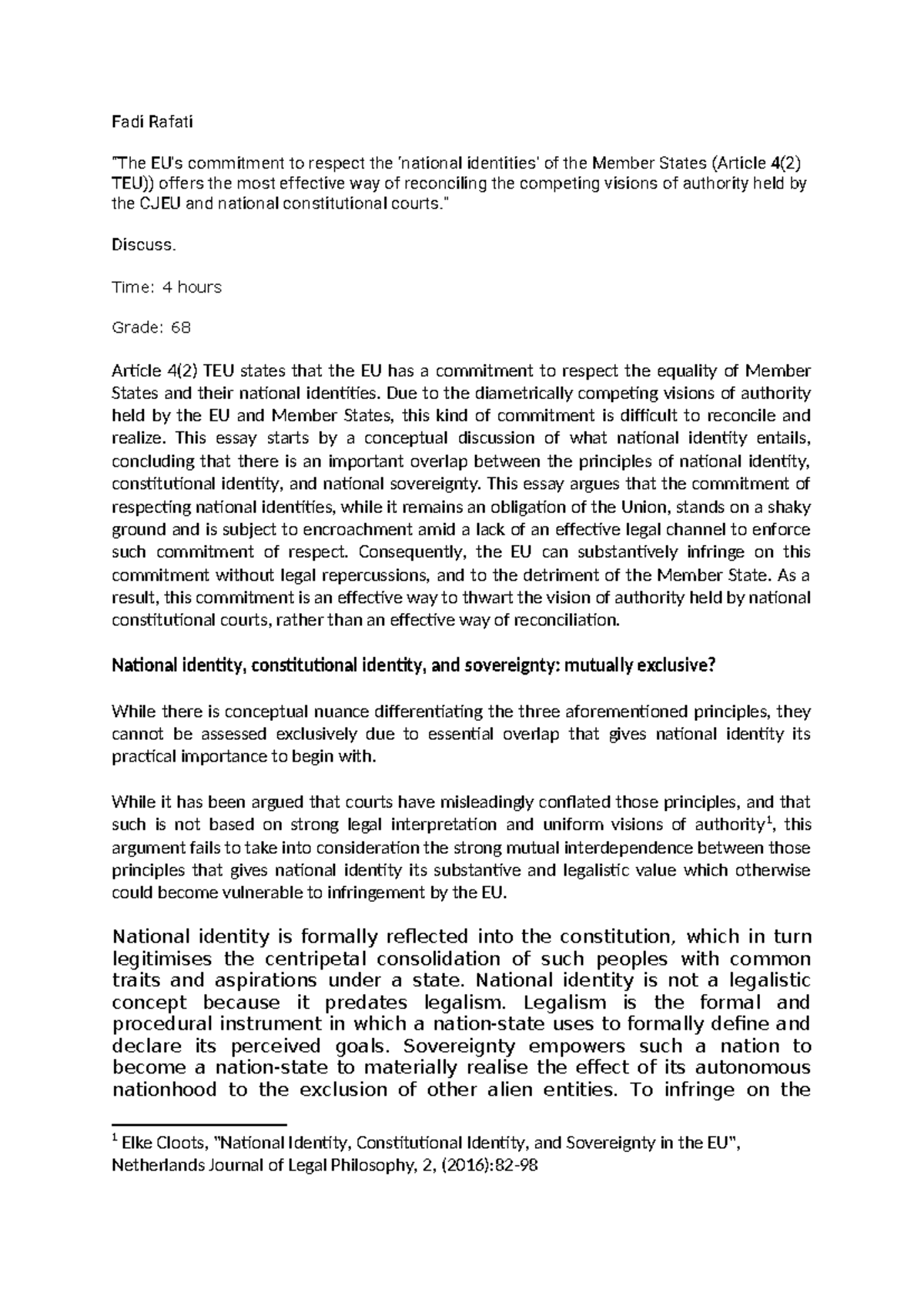 EU - national identities - Fadi Rafati “The EU’s commitment to respect ...