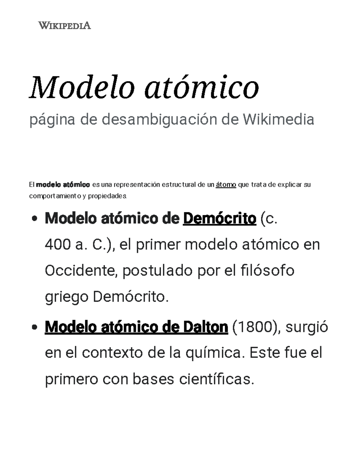 Modelo Atómico - Wikipedia, La Enciclopedia Libre - Modelo Atómico ...