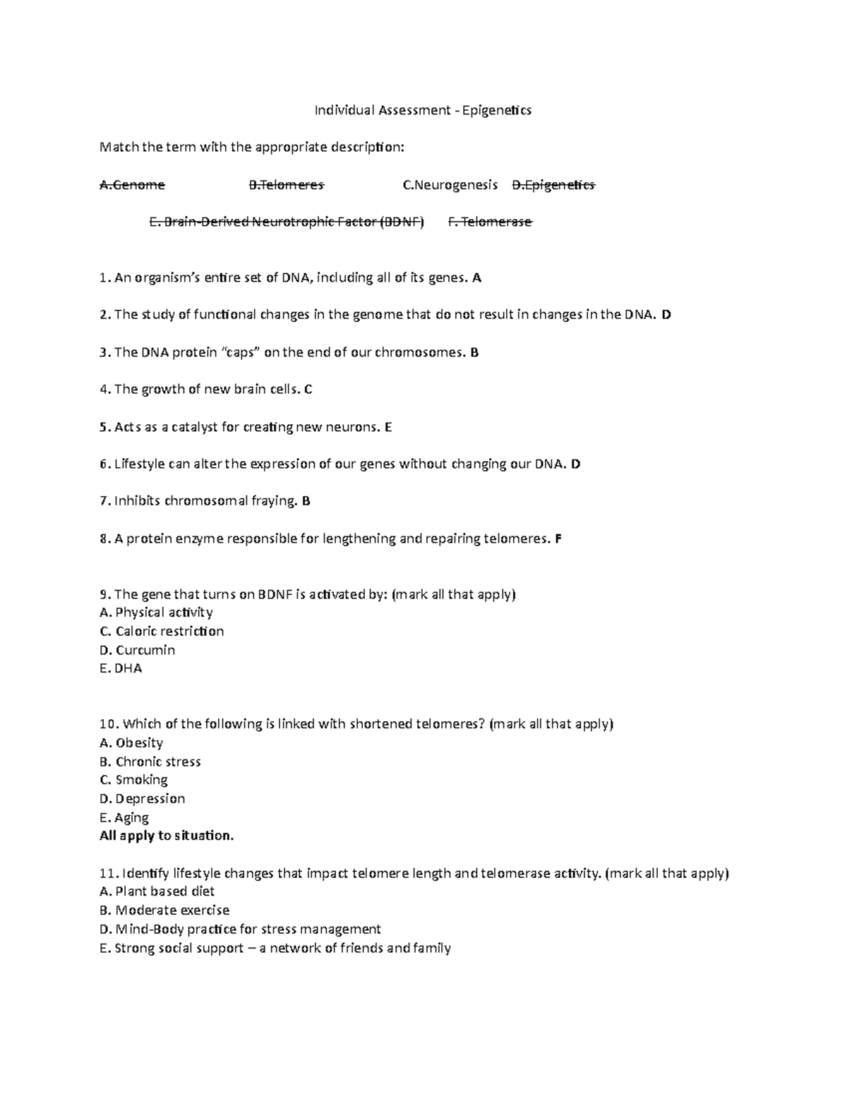 ( Finished) Epigentics Team Assessment - Individual Assessment ...