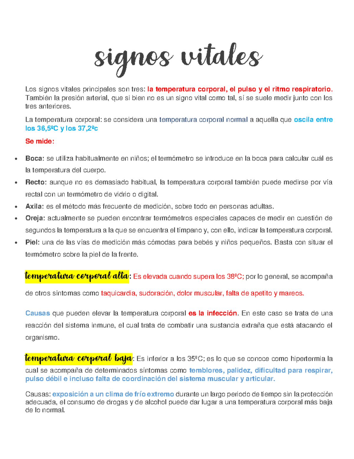 Signos Vitales Llllkkklllll Signos Vitales Los Signos Vitales Principales Son Tres La Studocu