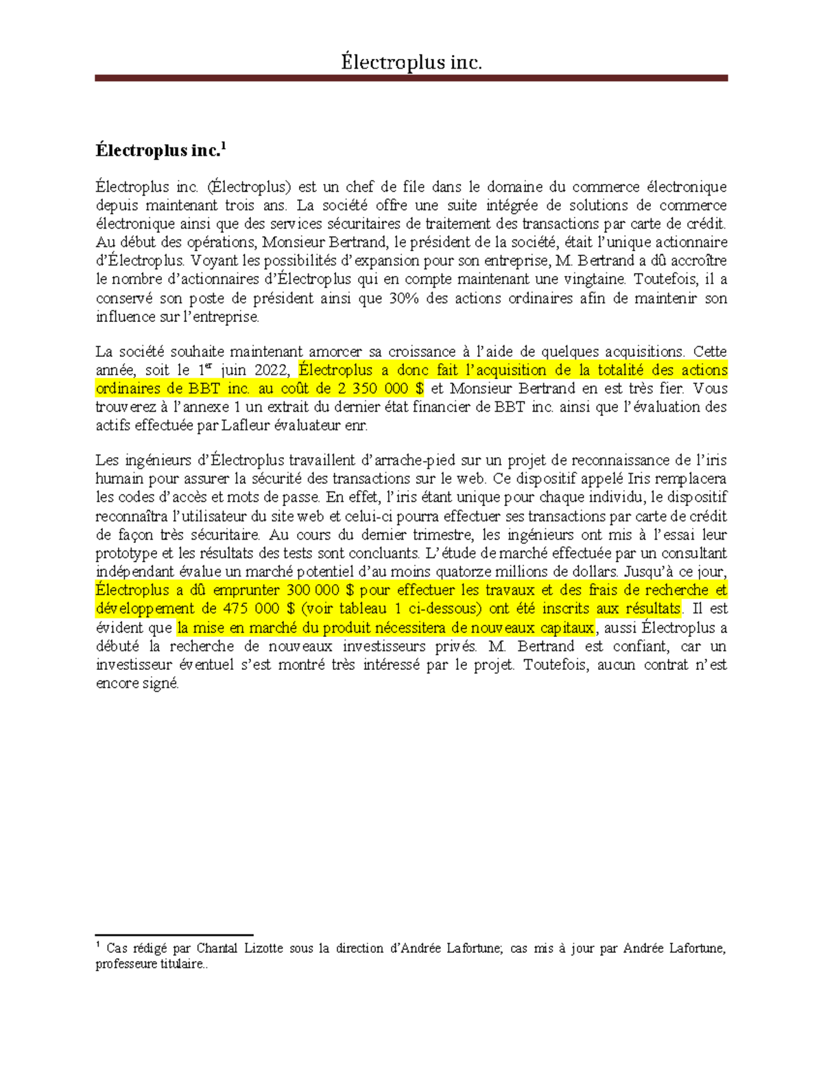9- Electroplus H2023 - Corrigé - Électroplus inc. 1 Électroplus inc ...
