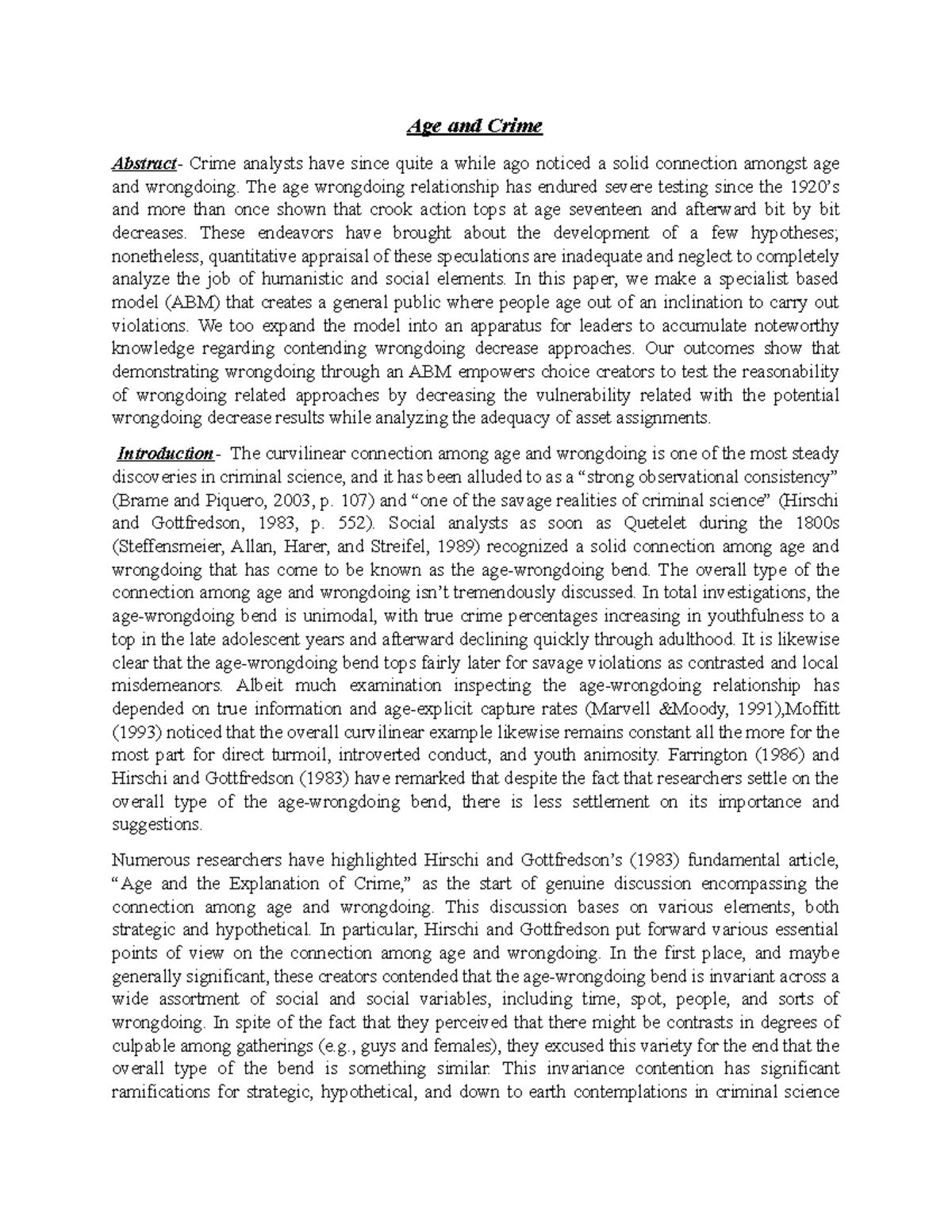 Age and Crime - Lecture notes 3 - Age and Crime Abstract - Crime ...