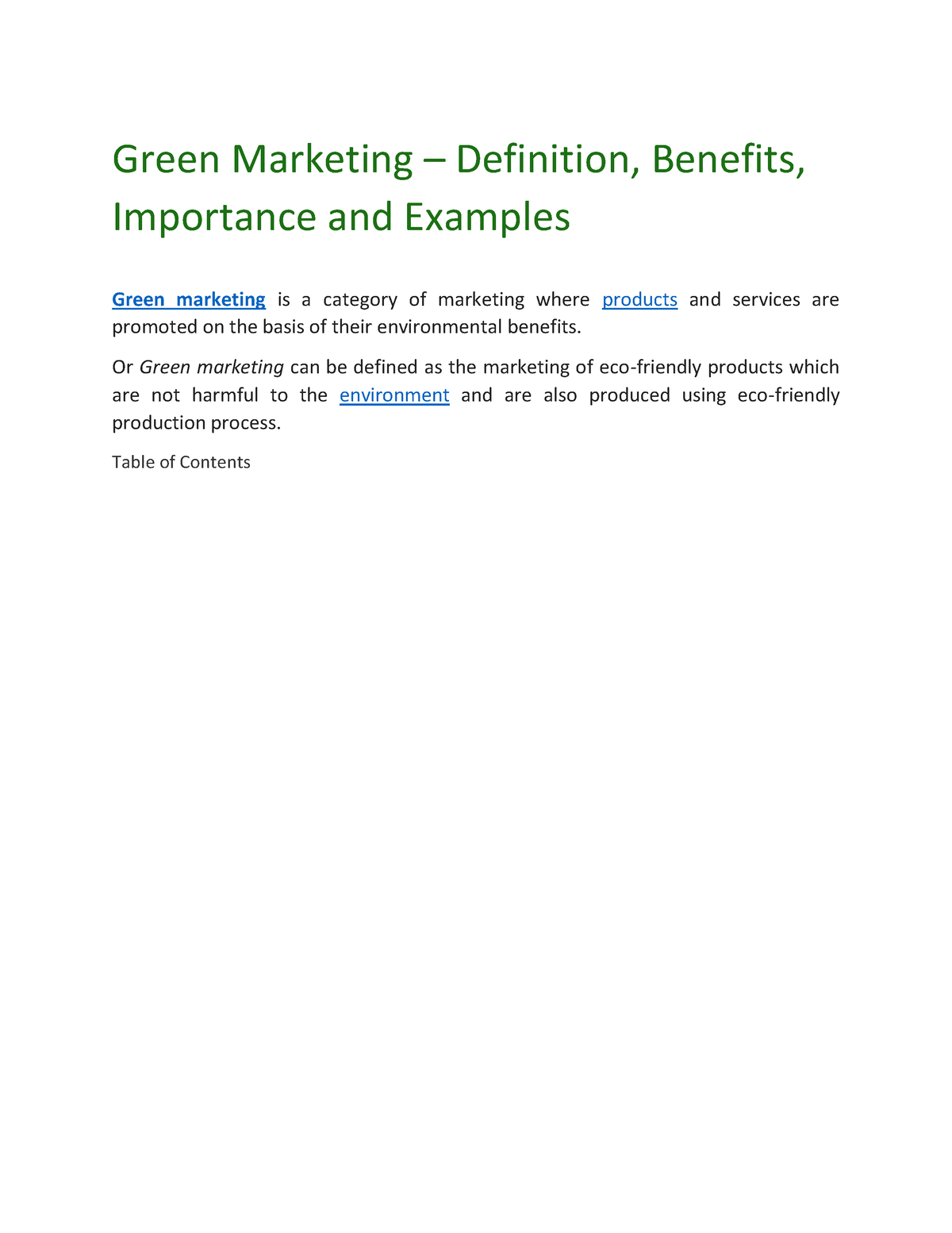 green marketing thesis topic