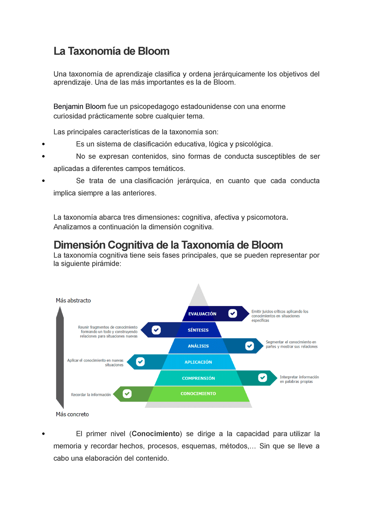 La Taxonomía De Bloom - La Taxonomía De Bloom Una Taxonomía De ...