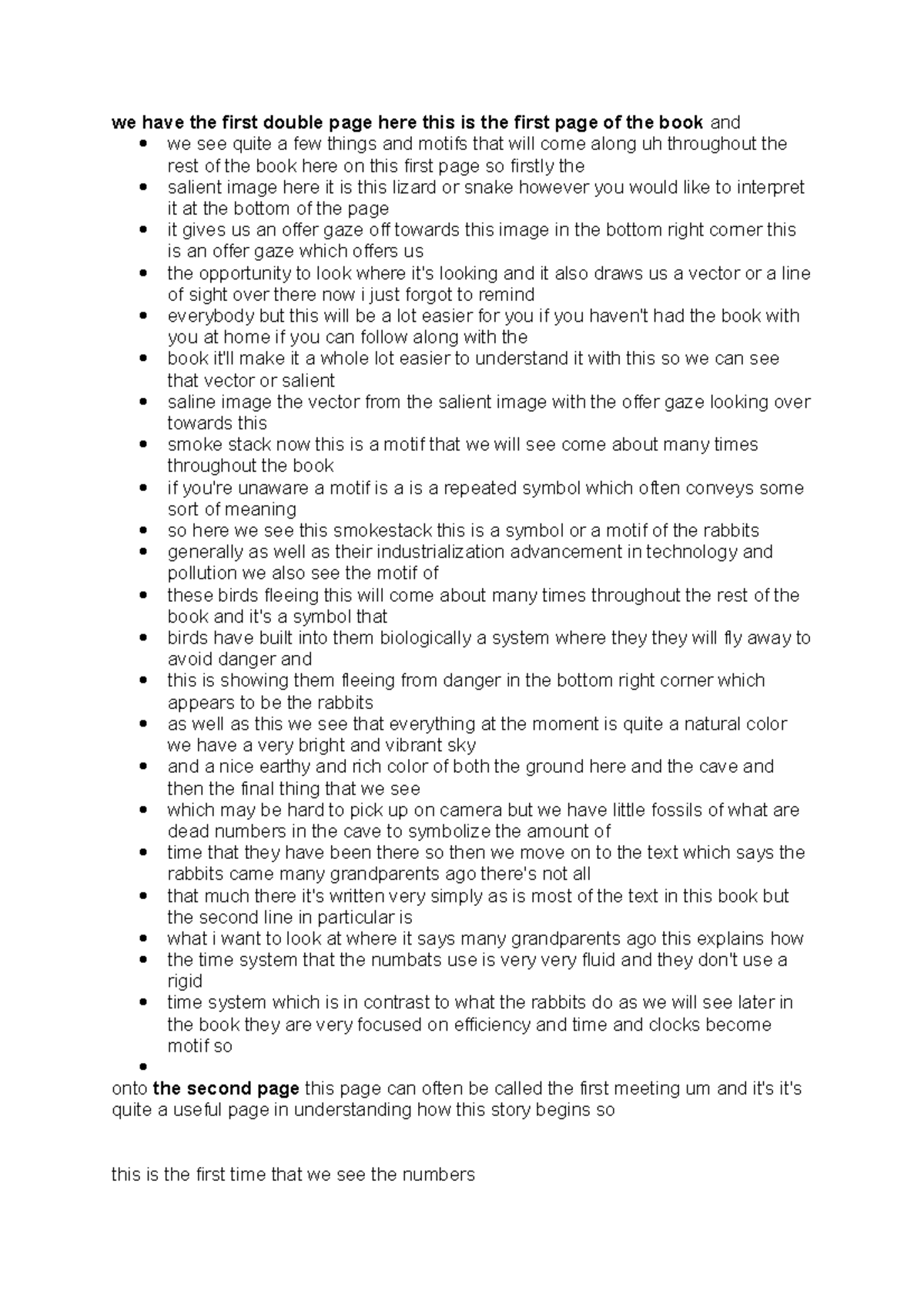 The Rabbits Notes - we have the first double page here this is the ...