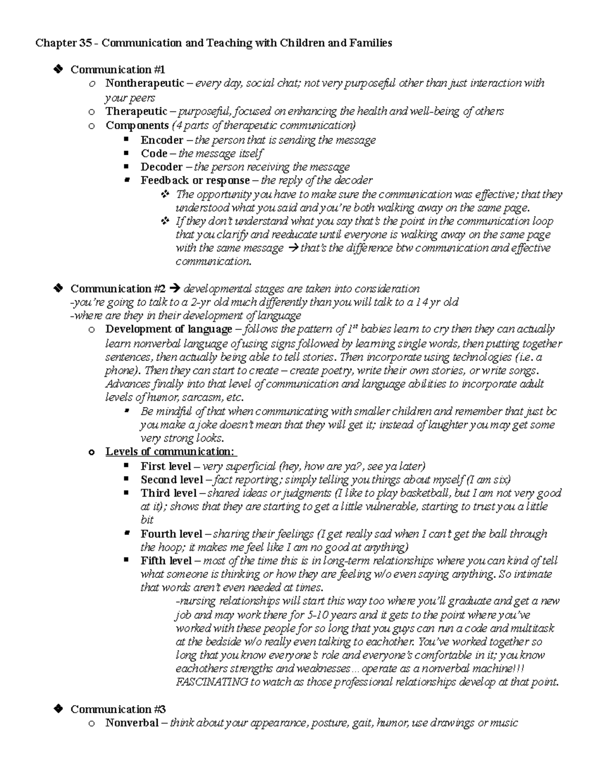 PEDS CH 35 SG exam1 - Chapter 35 - Communication and Teaching with ...