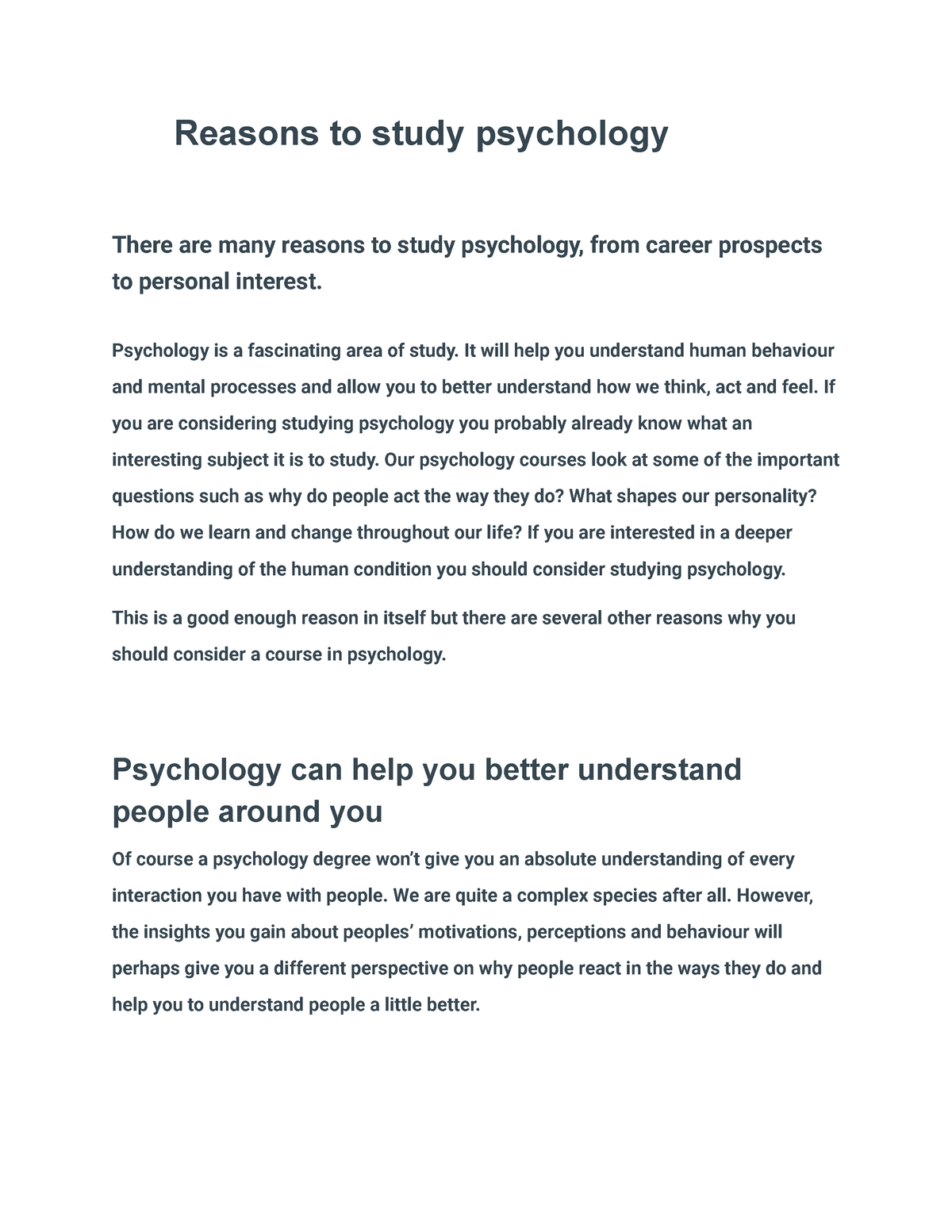 Reasons To Study Psychology 1 - Psychology Is A Fascinating Area Of ...