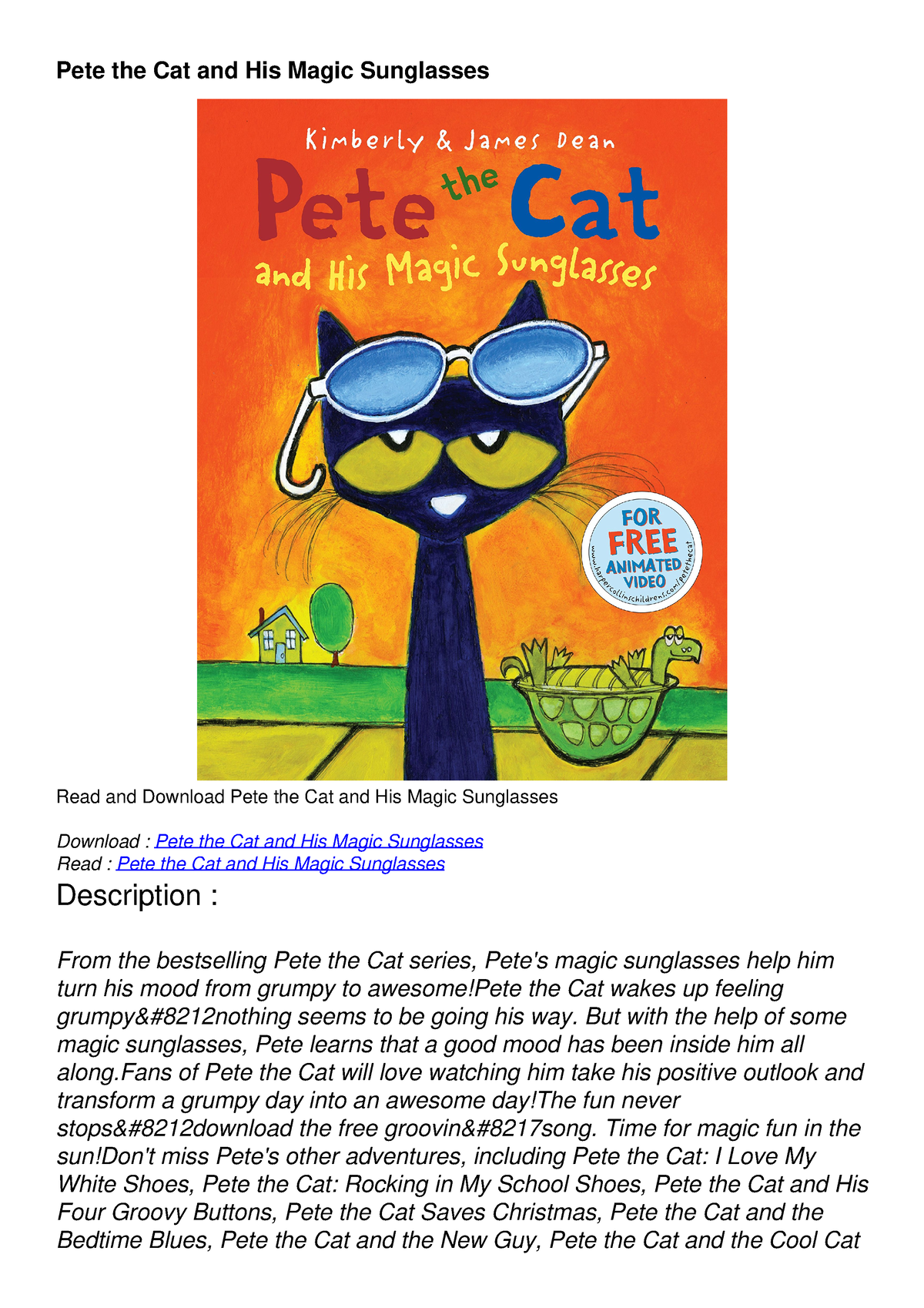 PDF BOOK Pete the Cat and His Magic Sunglasses - Contabilitate - RAU ...