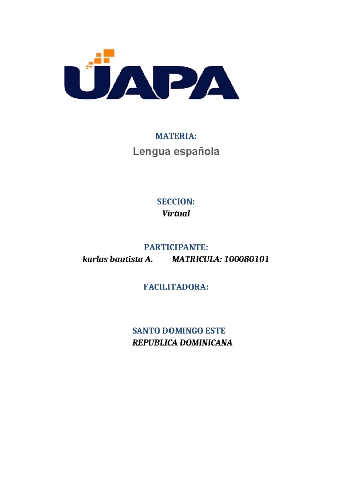 Legua española 1 - MATERIA: Lengua española SECCION: Virtual ...
