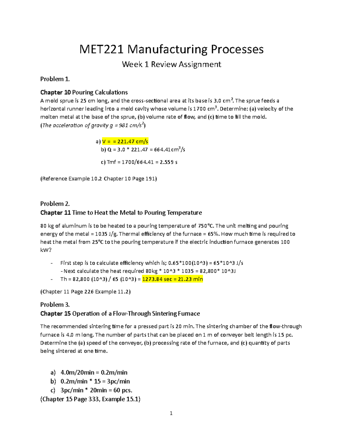 MET221 Review Assignment Week1 - MET221 Manufacturing Processes Week 1 ...