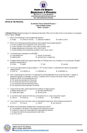 Physics 1-module 1 - Notes - General Physics Quarter 1 – Module 1 ...