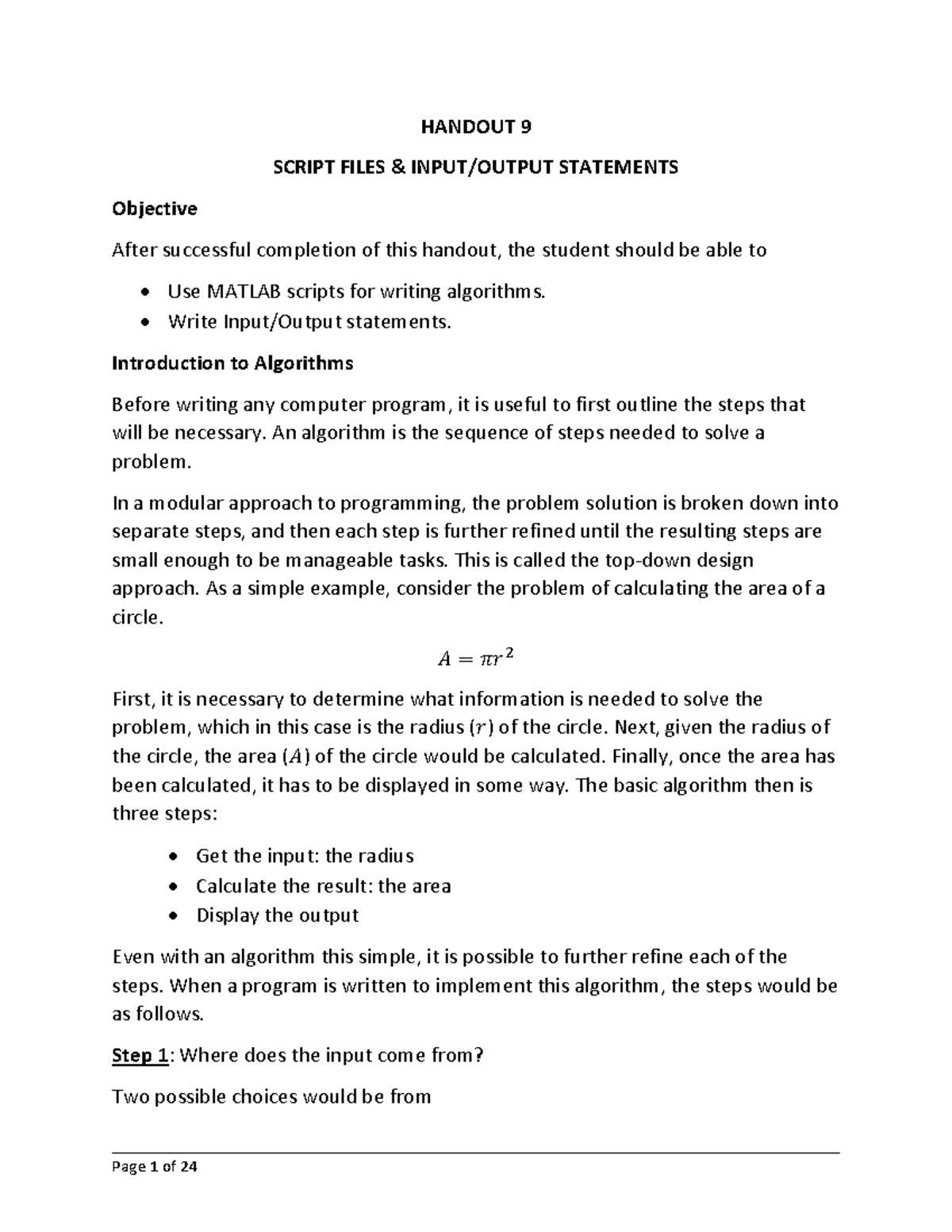 Handout 9 - dhdhchhv - HANDOUT 9 SCRIPT FILES & INPUT/OUTPUT STATEMENTS ...