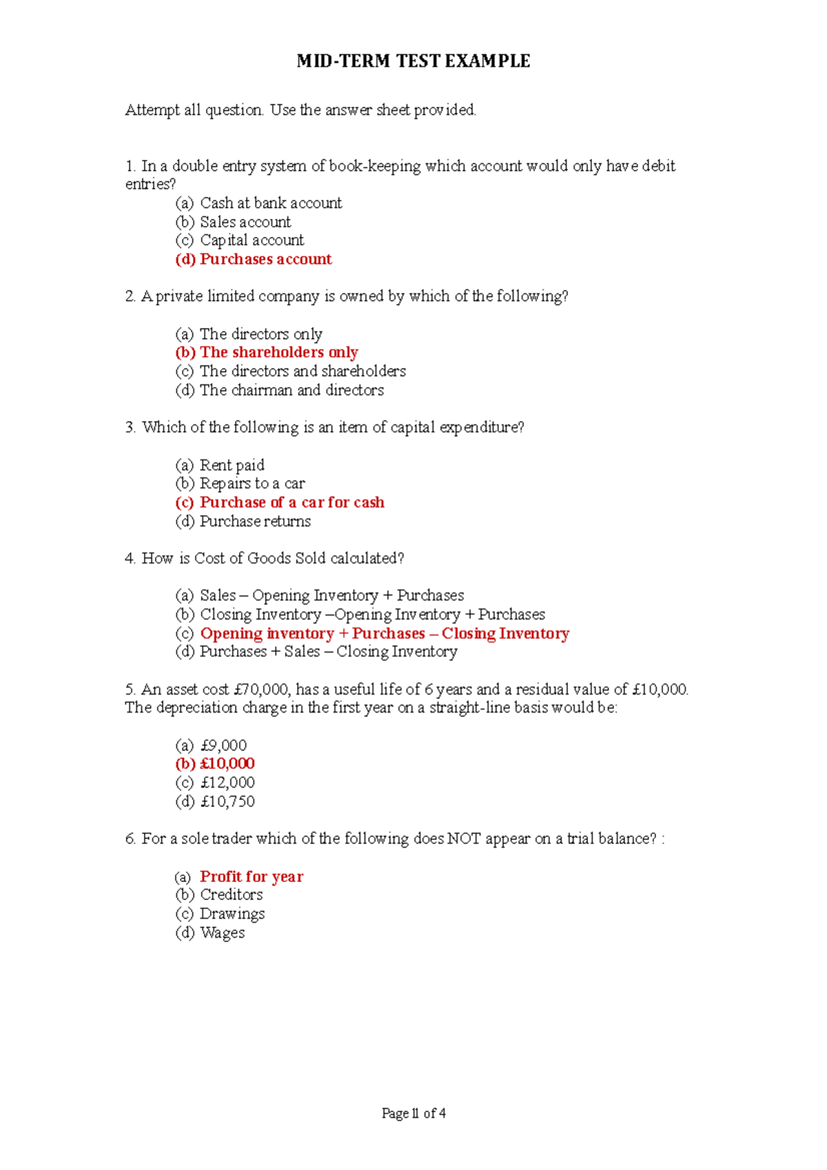 Mid Test Exam February 2018, questions and answers - MID-TERM TEST ...
