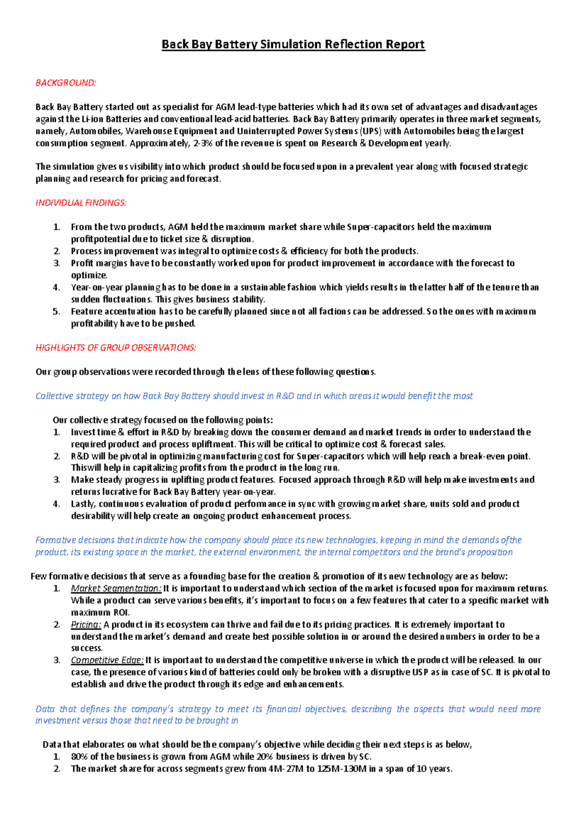 BackBayBattery Reflection Report Group 31 Back Bay Battery
