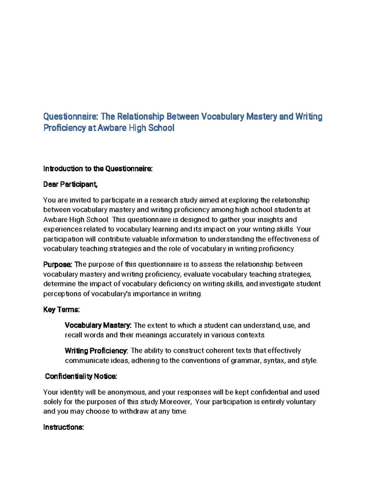 April 10 Questionnaire version - Questionnaire ...