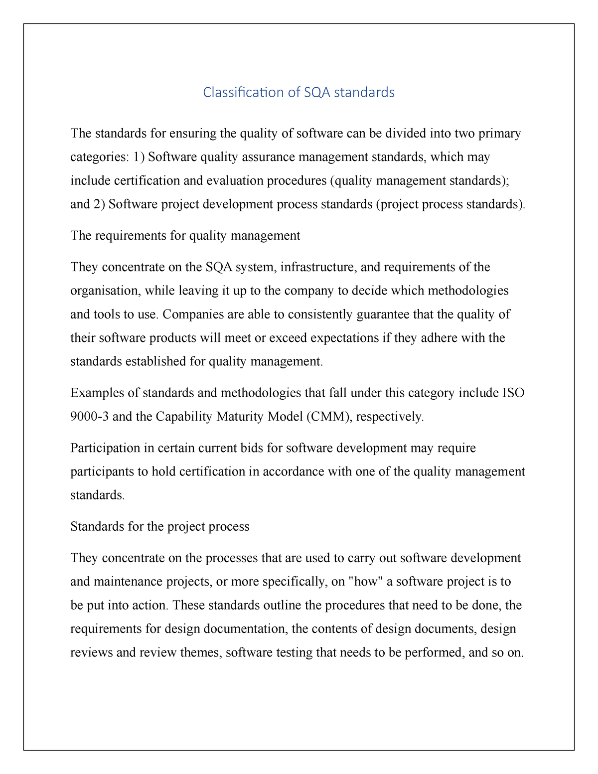 sqa higher business assignment understanding standards