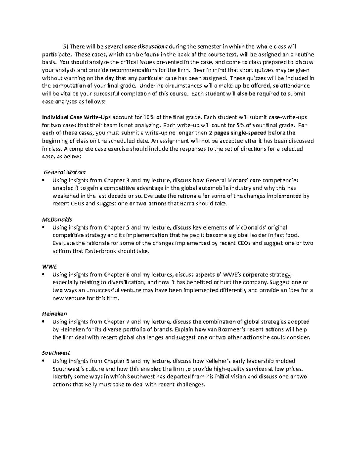 Case Study Assignments 5 There Will Be Several Case Discussions Case Study Assignments 5 There Will Be Several Case Discussions