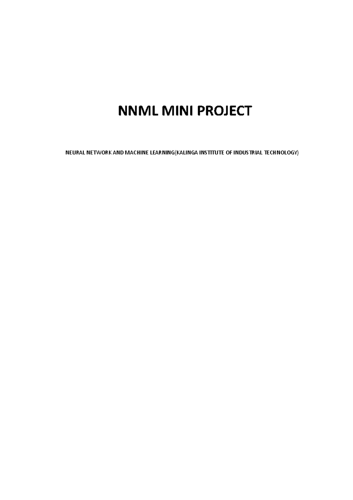 NNML Report - fgverv - NNML MINI PROJECT NEURAL NETWORK AND MACHINE ...