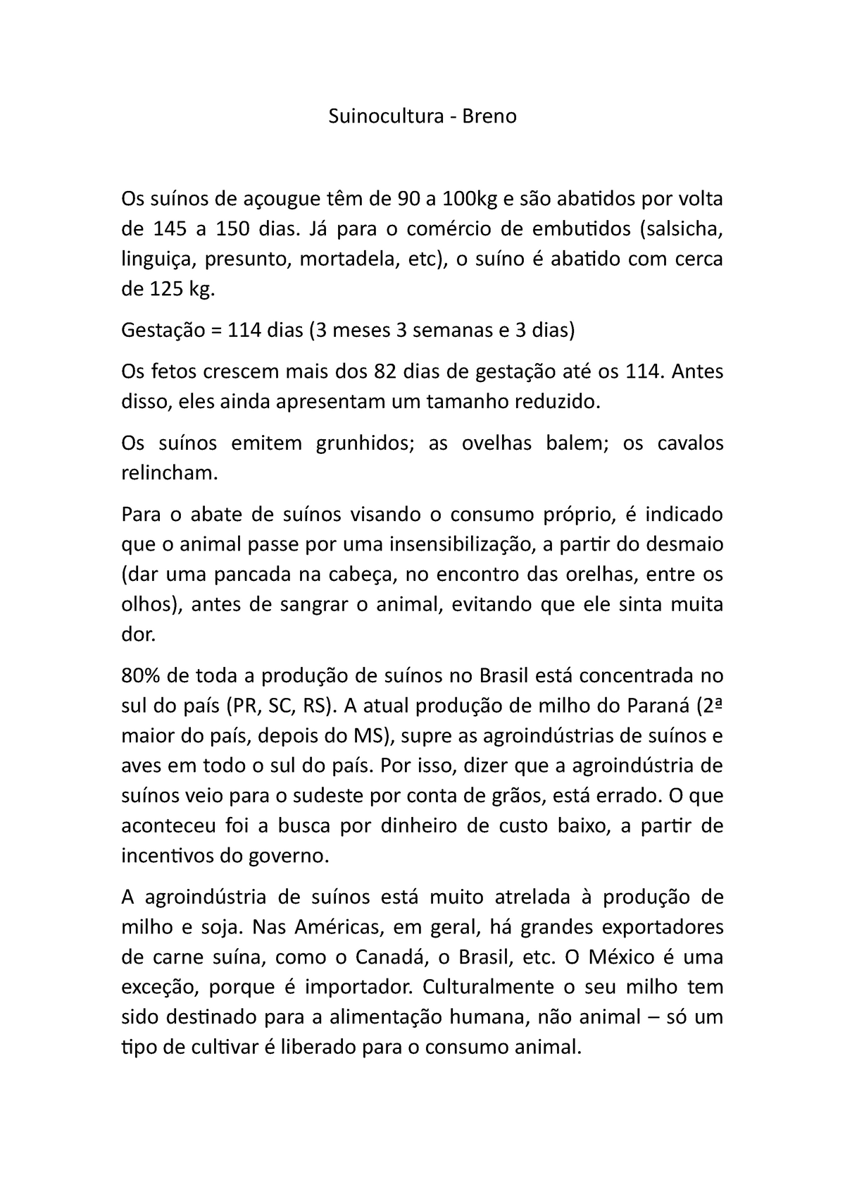 Aula Introdu O Anota Es Em Aula Referentes Disciplina De Suinocultura Sob Supervis O Da