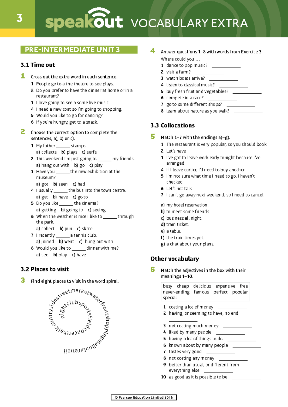 Speakout Vocabulary Extra Pre-intermediate Unit 3 - 3 © Pearson ...