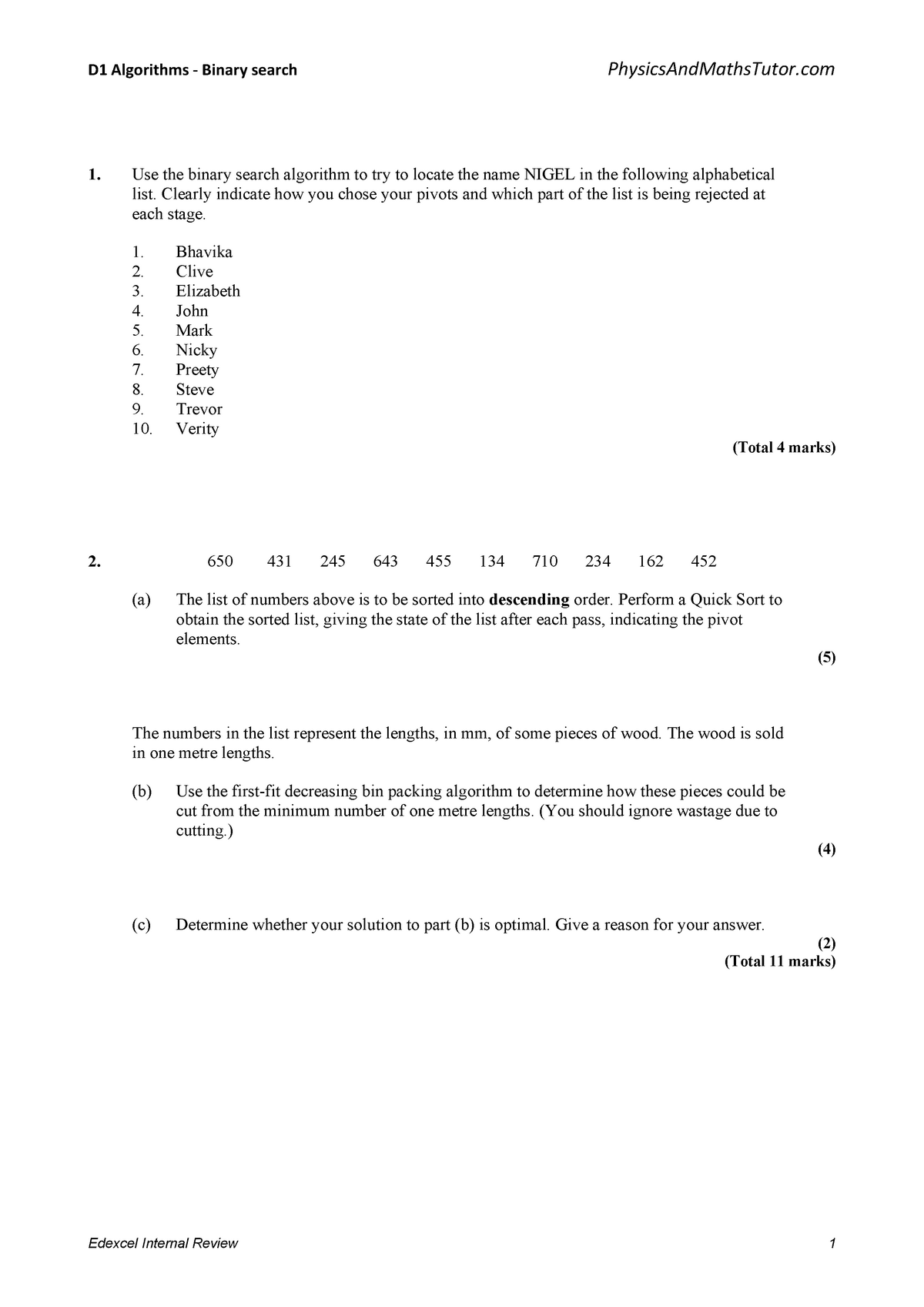 d1-algorithms-binary-search-1-use-the-binary-search-algorithm-to