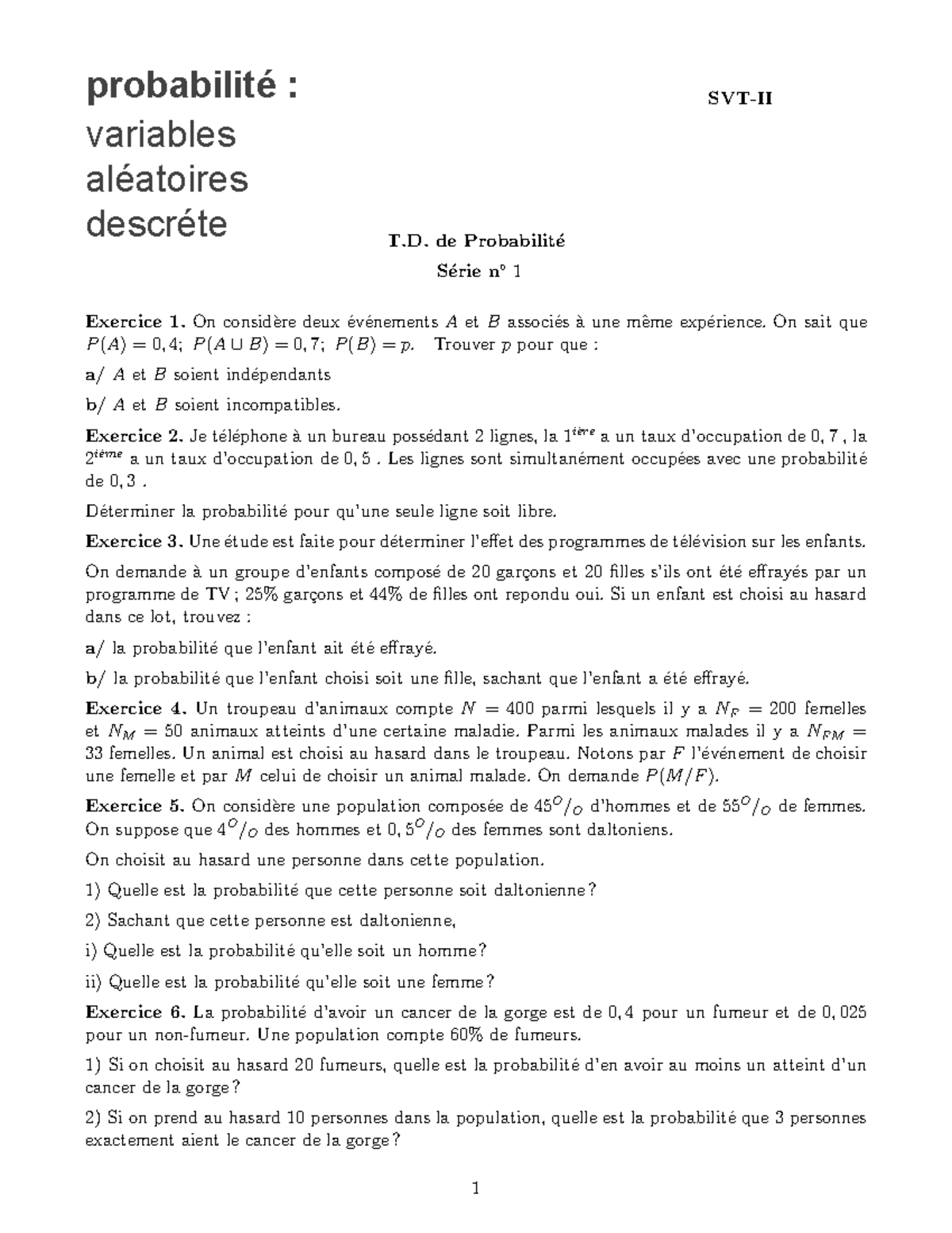 Td de probabilité 1 - In this document, I have included some exercises ...