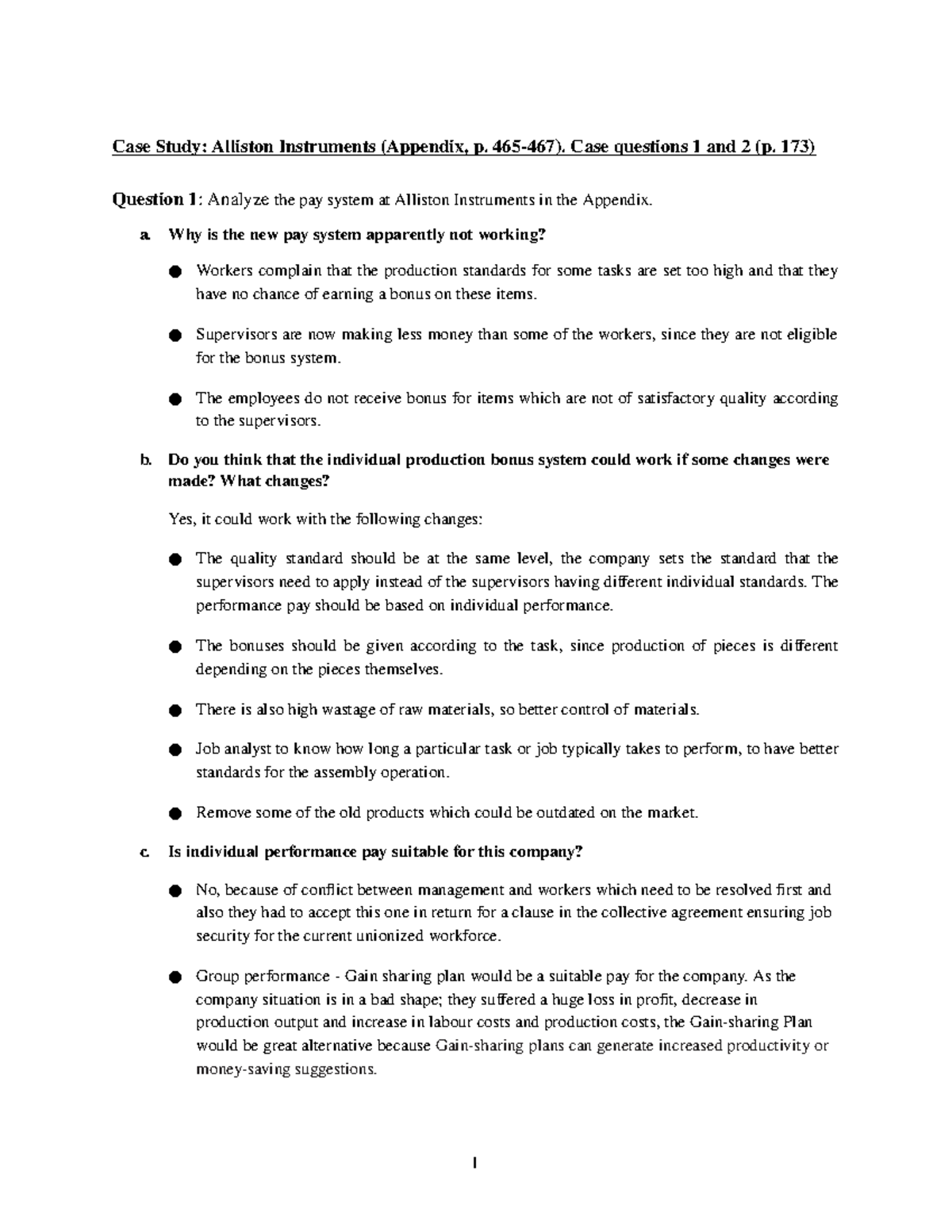 Compensation group assignments 4 practice assignment - 1 Case Study ...