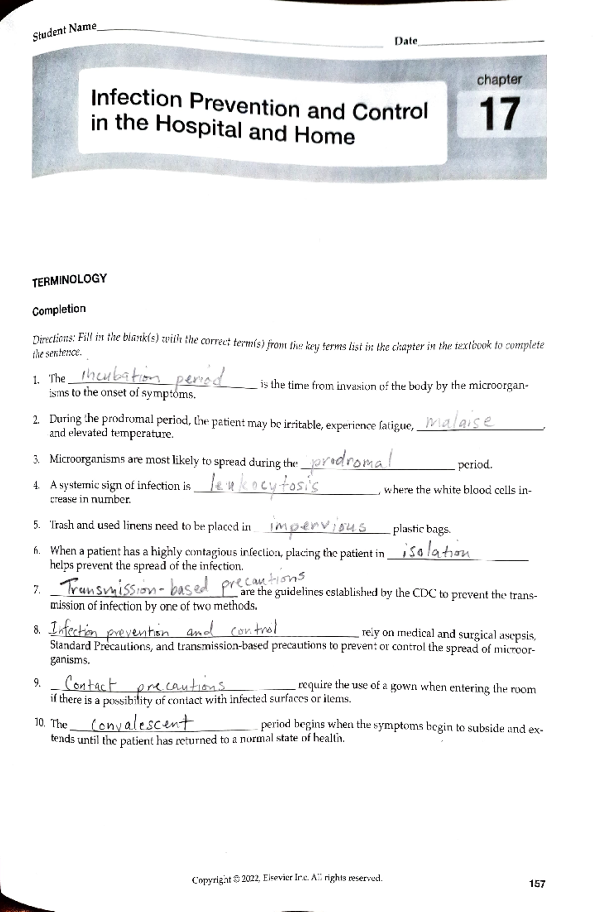 Ch17 Study Guide Fundamental of nursing 6th Williams - StudentName ...