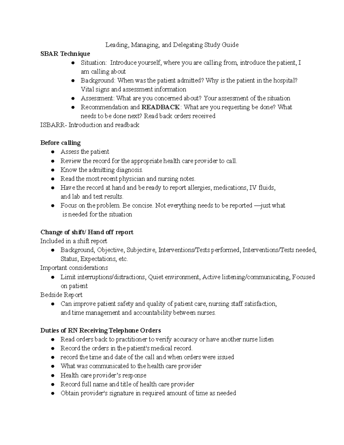 Leading, Managing and Delegating Study Guide - Google Docs - Leading ...