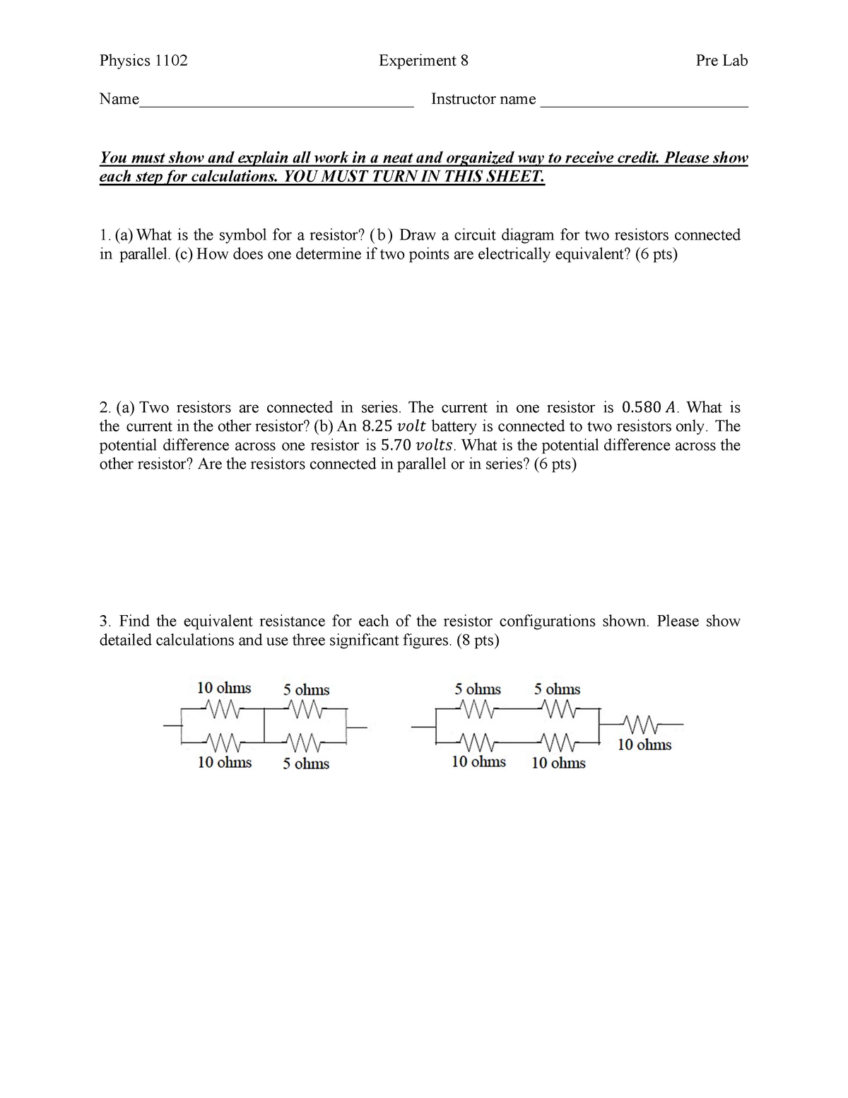 Physics 1102 - Lab 8 2015 - Physics 1102 Experiment 8 Name