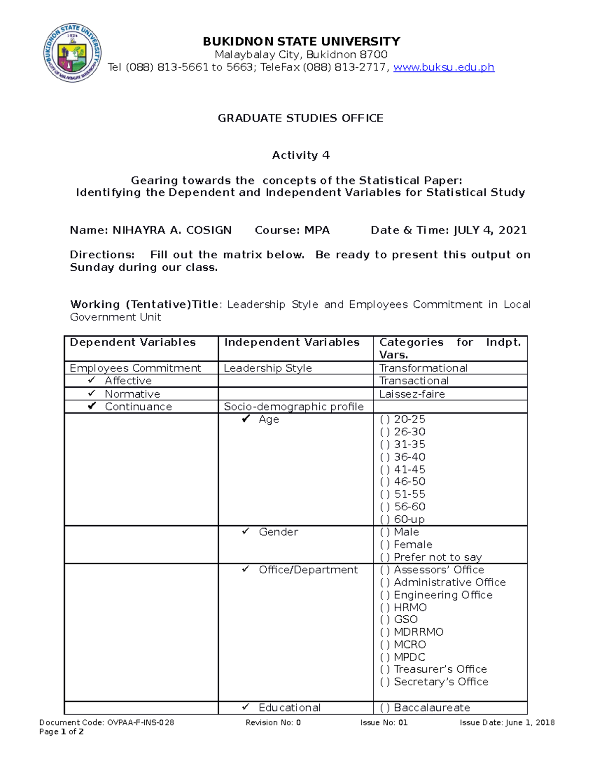 Sample Matrix-of-Dependent-and-Independent-Variables-for-Stat-Paper ...